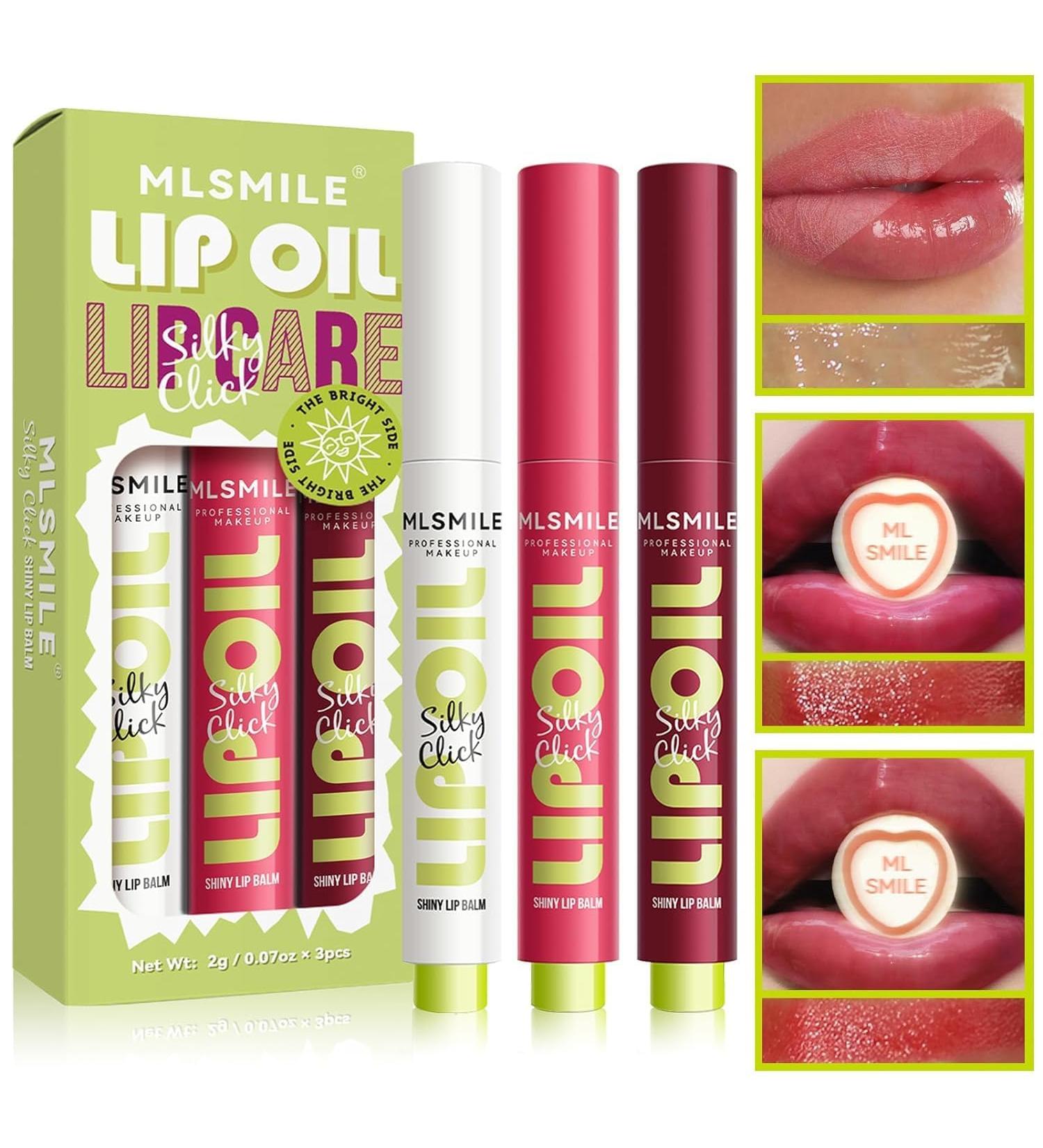 Shop 3 Colors Fat Lip Oil Click Slick - Moisturizing & Pigmented Glossy Lip Plumper with Coconut Oil | High-Glow Hydration - Buy Online on GoSupps.com