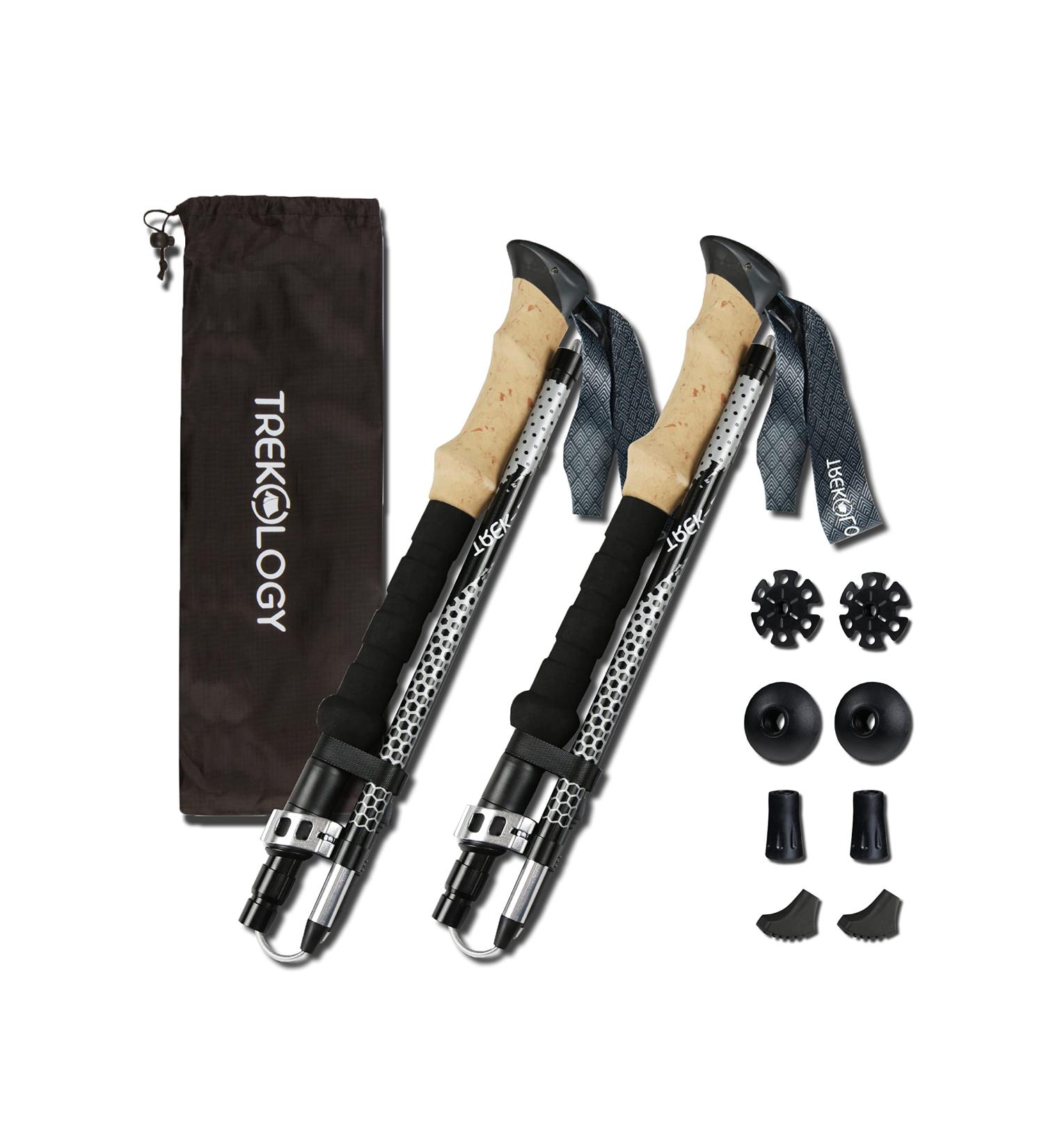 Trekology Trek-Z Adjustable Lightweight Hiking Sticks | Portable Aluminum Poles with Cork Handle | Senior Trekking & Hiking | 100cm - 120cm - Buy Online on GoSupps.com