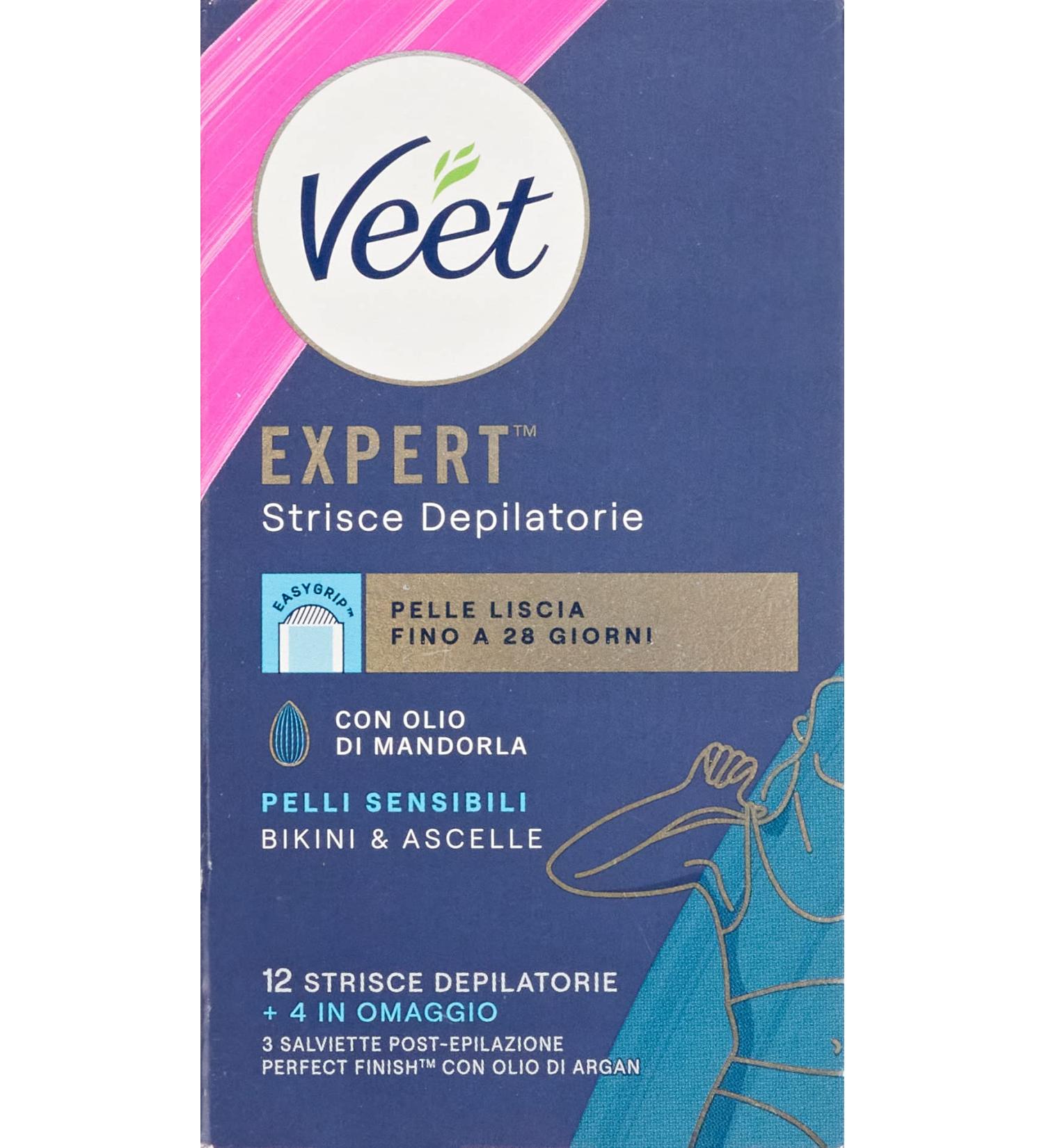 Veet Expert Strips for Sensitive Skin - 16 Wax Strips for Armpits & Bikini Area (12+4 Free) - Perfect Hair Removal Solution - Buy Online on GoSupps.com