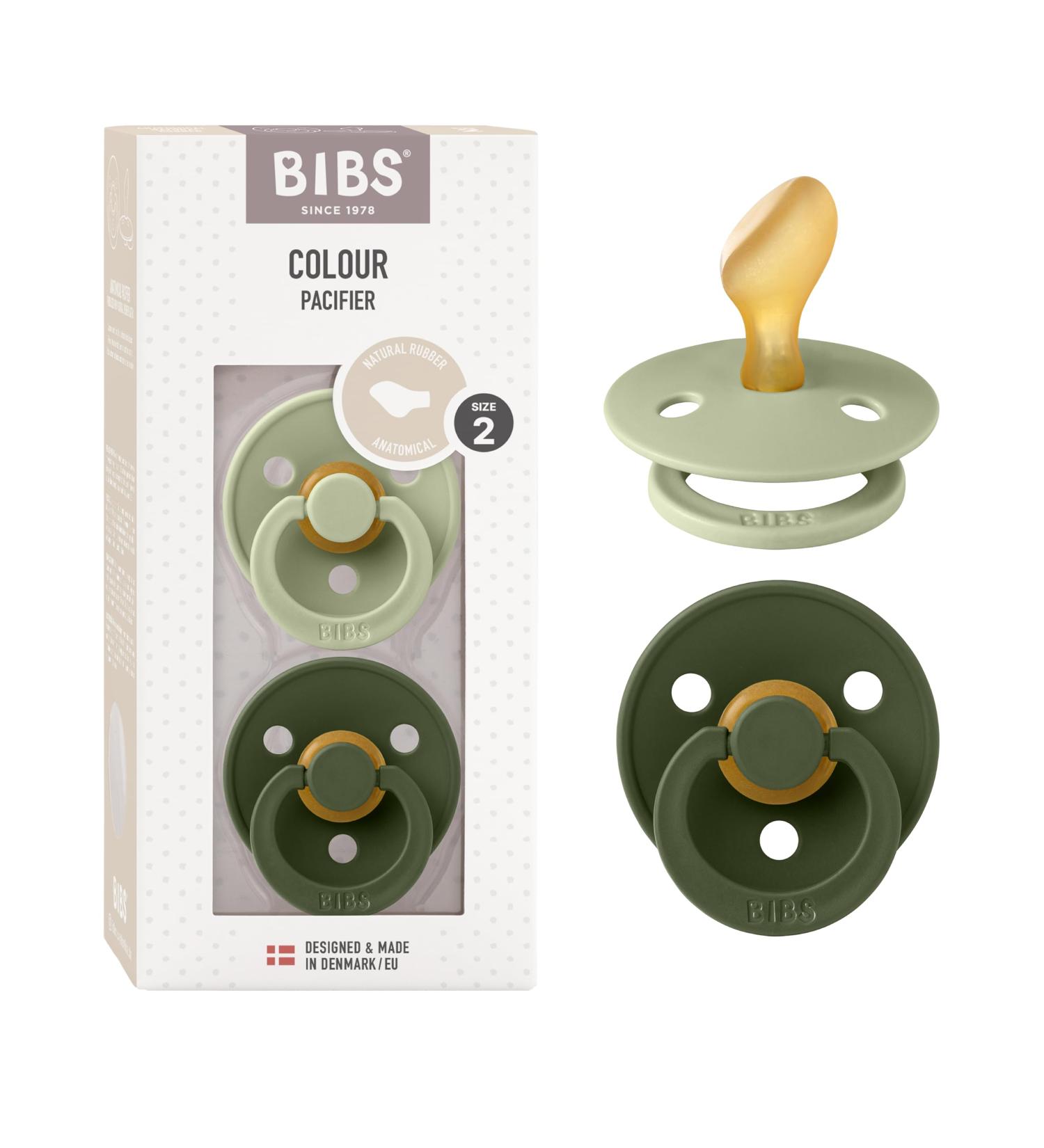 BIBS COLOUR Anatomical Schnuller 2 Pack | BPA-Free Dummy Natural Rubber Made in Denmark | 6-18 Months | Sage & Hunter Green - Buy Online on GoSupps.com