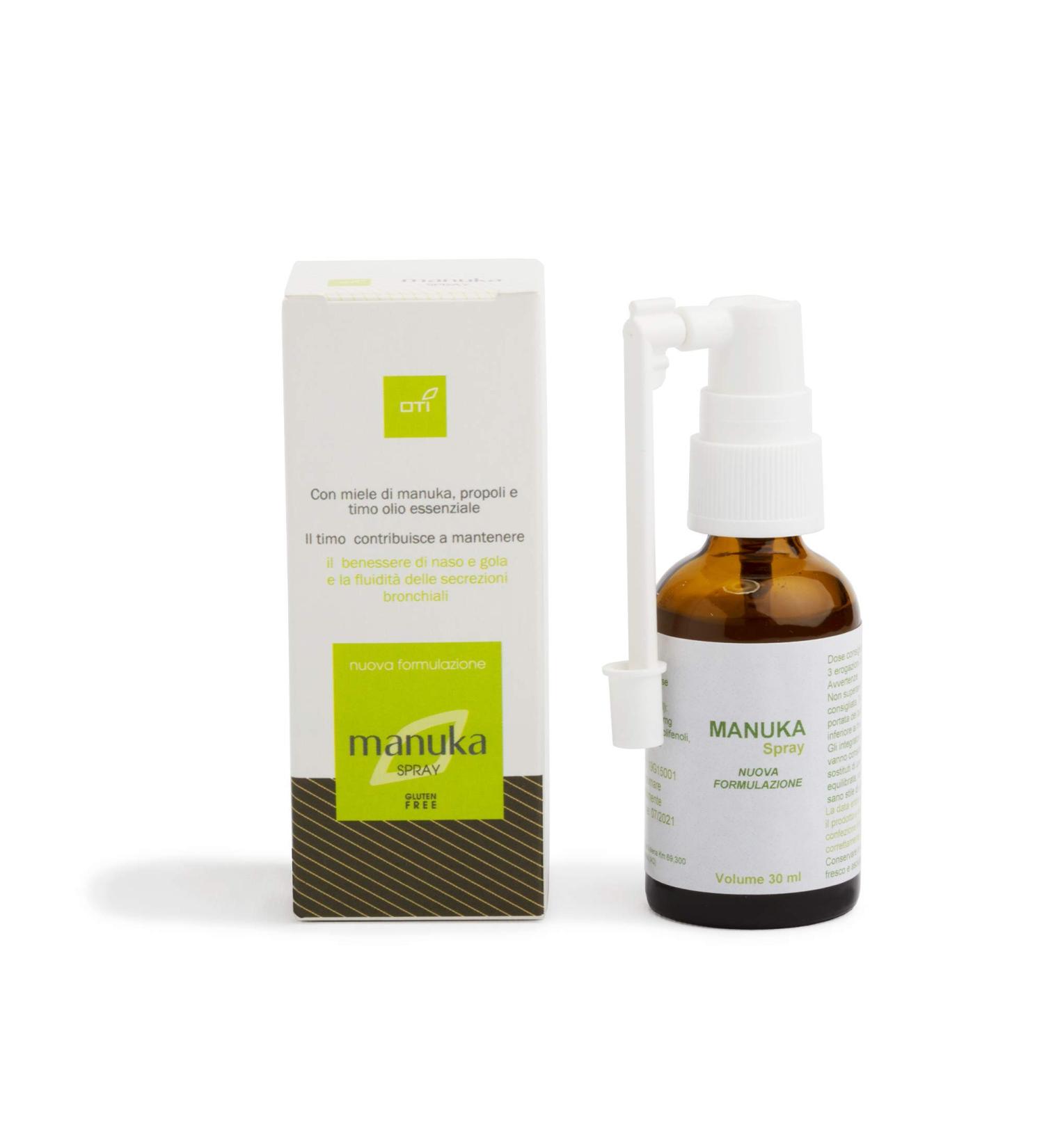  OTI OTI Manuka Spray - Dietary supplement based on Manuka honey and propolis - with thyme essential oil - 30 ml spray bottle. - Made in Italy - Buy Online on GoSupps.com