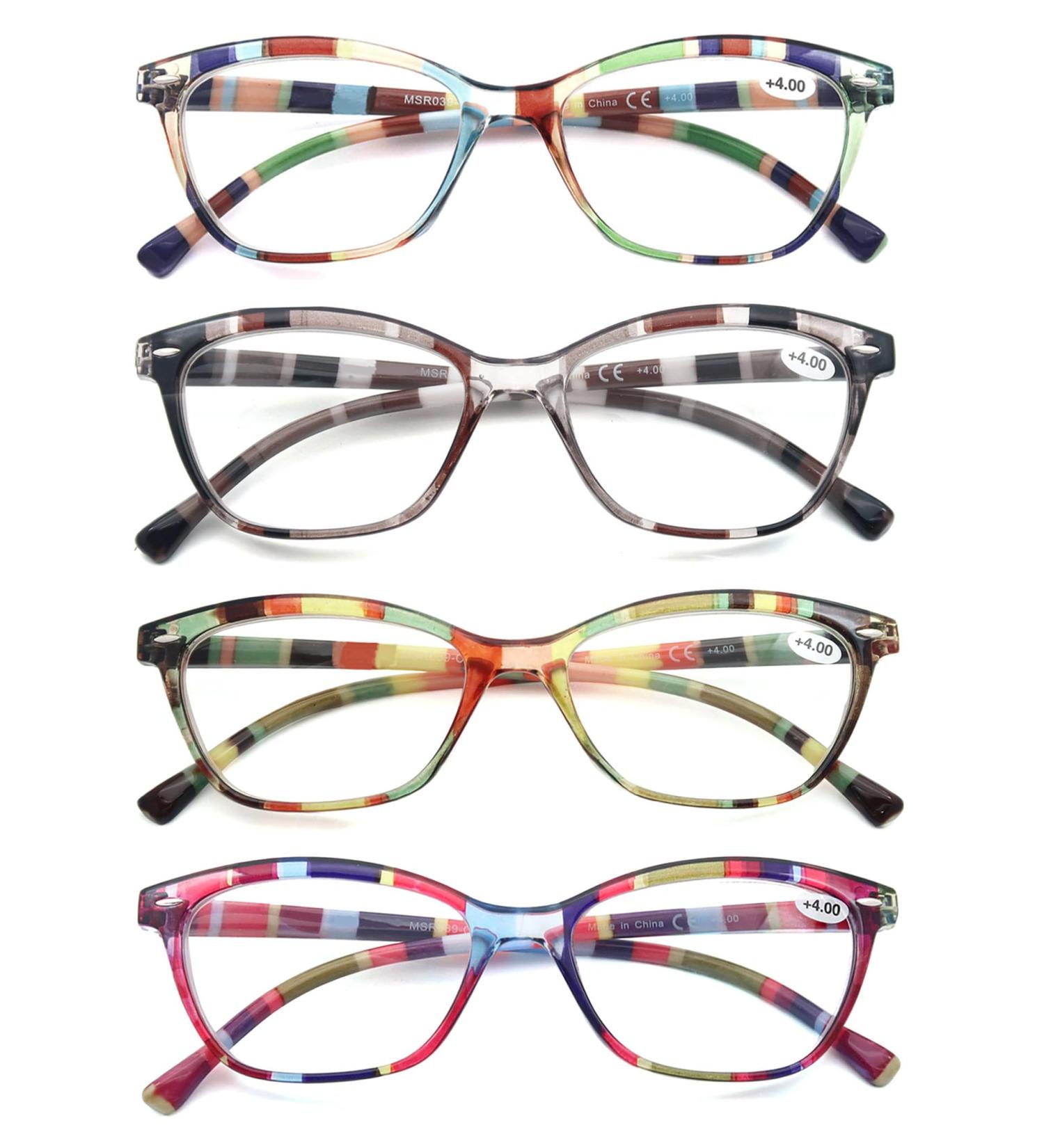 HEEYYOK Women s 4-Pack Cat Eye Reading Glasses - 2.50 Readers Lightweight & Flexible Design Colorful Patterns to Look Younger - Buy Online on GoSupps.com