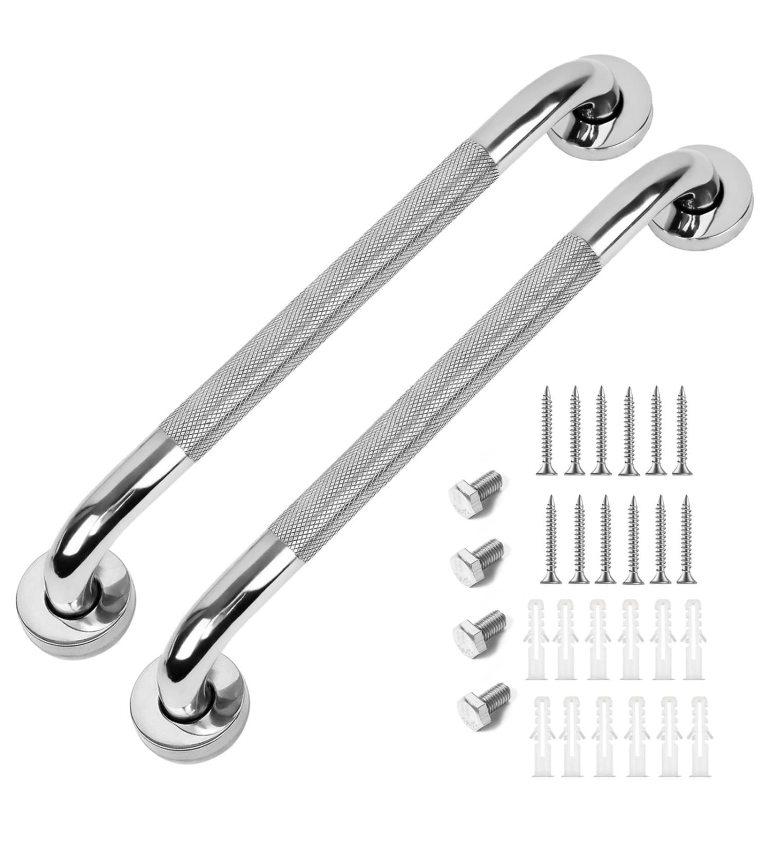 2 Pack 16 Inch Anti-Slip Bathroom Grab Bar  LONVICHTT Stainless Steel Shower Handle  Knurled Safety Hand Rail  Support Balance Armrest  Elderly  Pregnant  Children  Handicap Senior Assist Bath Handle 16 Inch Shower Grab Bars - Buy Online on GoSupps.com