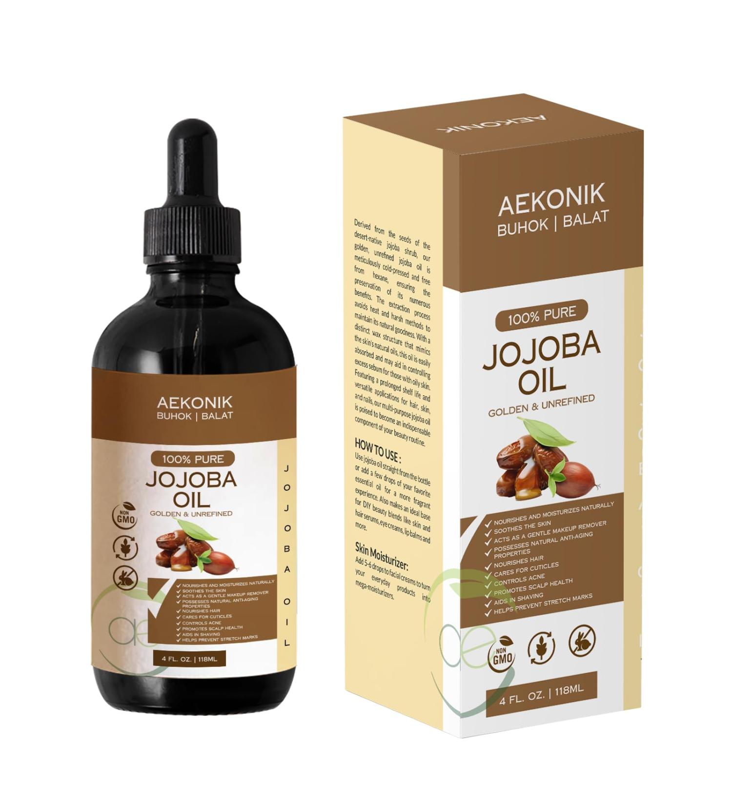 Organic Cold Pressed Jojoba Oil - Anti-Aging Moisturizer for Skin Hair & Body - Non-GMO Vegan & Cruelty Free - 4fl oz (118 ml - Buy Online on GoSupps.com