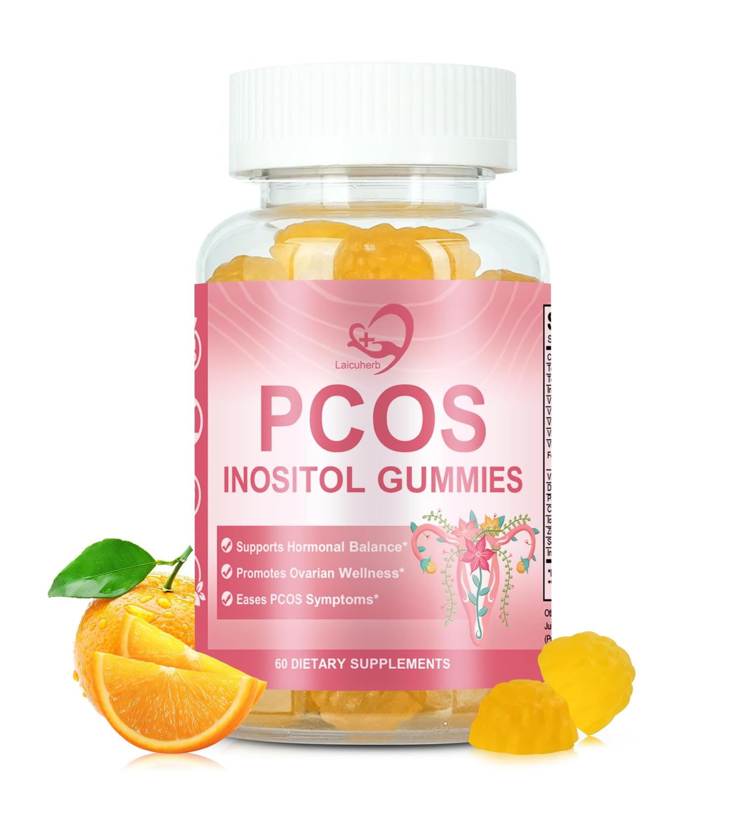 PCOS Inositol Gummies for Ovarian & Hormonal Balance, 60 Count PCOS Gummies with Myo-Inositol, Folate & Zinc Helps Menstrual Cycle, Orange Flavor Ovulation Gummy for Wellness Ovulation & Fertility - Buy Online on GoSupps.com