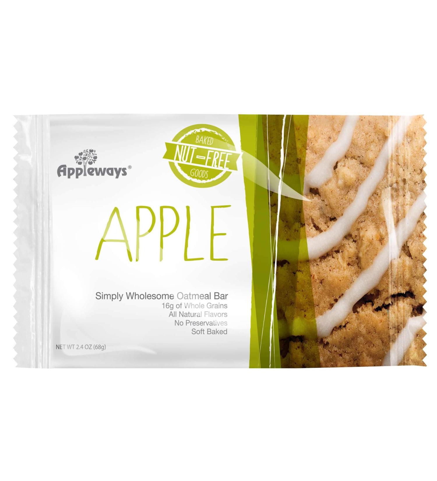 Appleways Whole Grain Apple Oatmeal Bar 2.4 oz - Pack of 12 | Healthy Snack Option - Buy Online on GoSupps.com