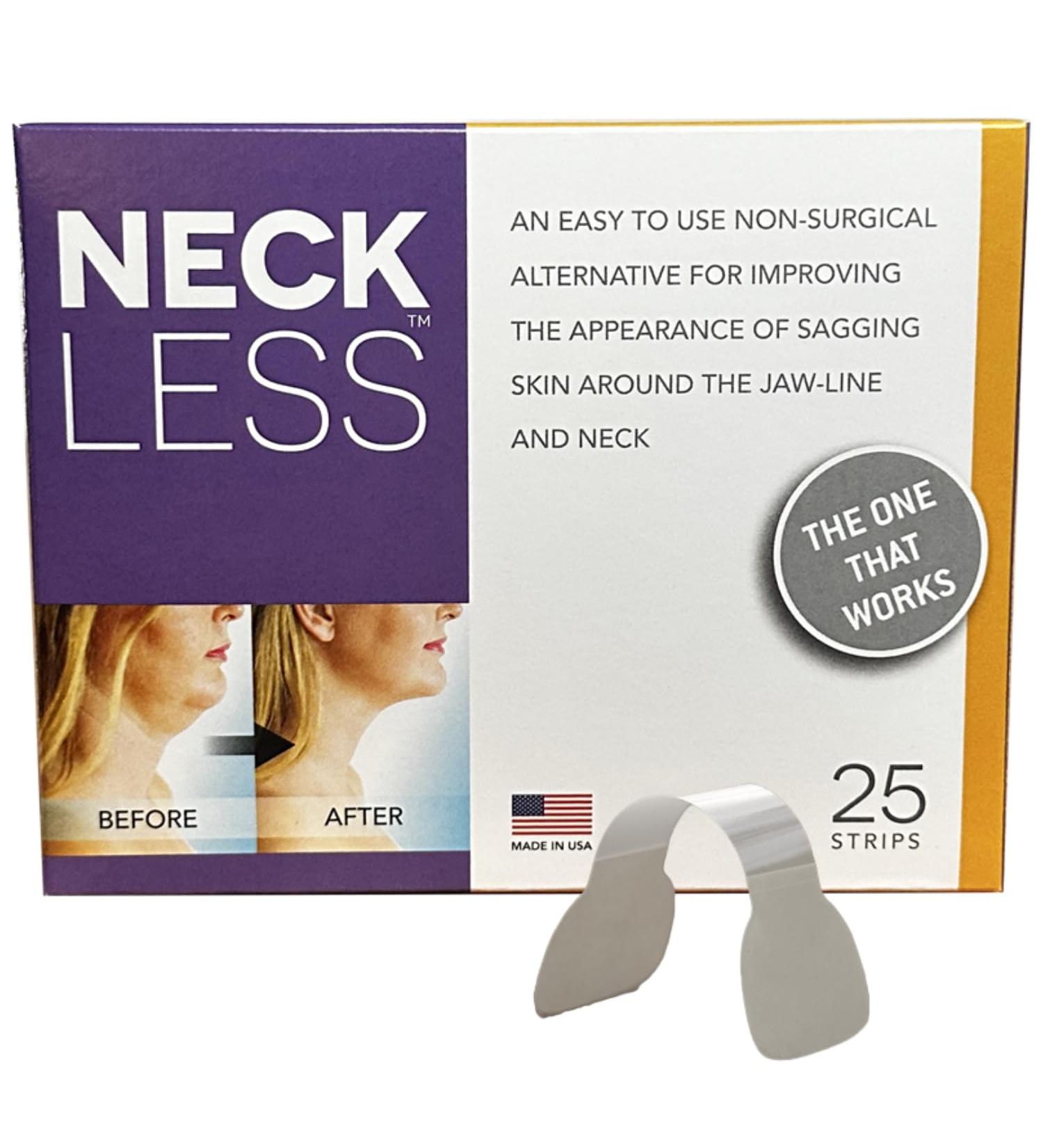 NECK-LESS Professional Face LIft Strips - Neck Tape - Medical-Grade Instant Jawline Enhancement Tape 10-Hour Waterproof Support Invisible Non-Surgical Face and Neck Lift Solution (25 Strips) - Buy Online on GoSupps.com