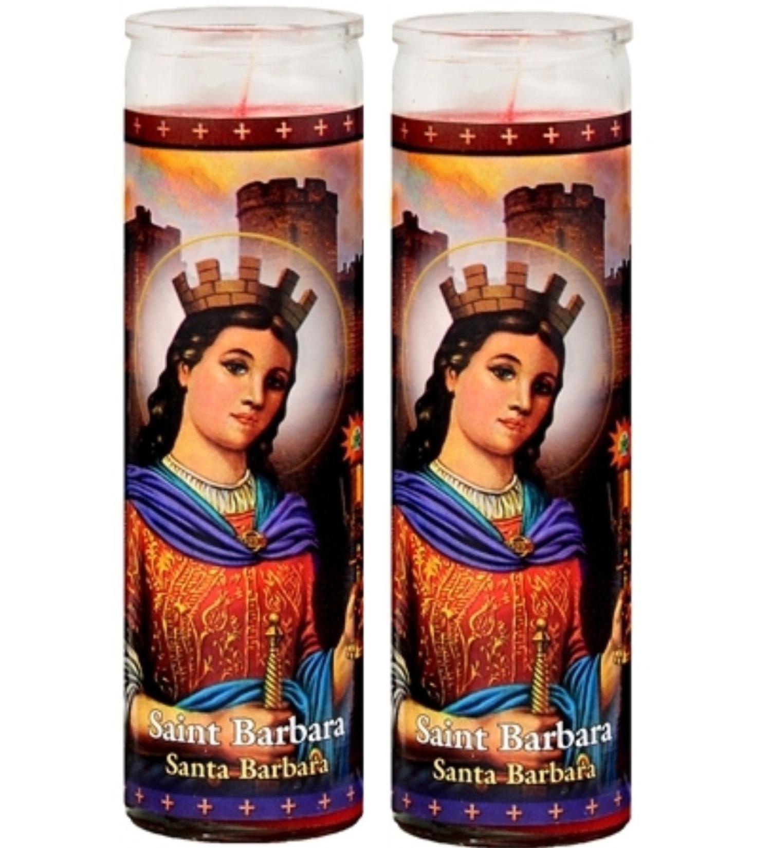 Set of 2 St Barbara Prayer Candles 2 Veladoras De Santa Barbara (Set of 4)