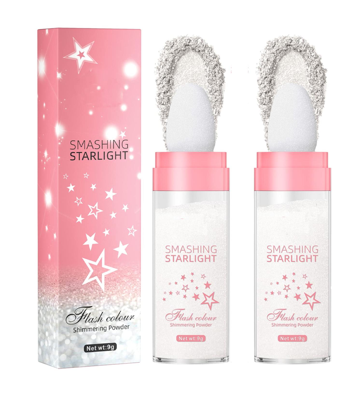 Body Glitter Highlighter Makeup Stick 2 Pcs - Shimmer & Shine High Gloss Blush Powder - Fairy Glitter Dust for Face, Body & Hair - White 01 - Buy Online on GoSupps.com