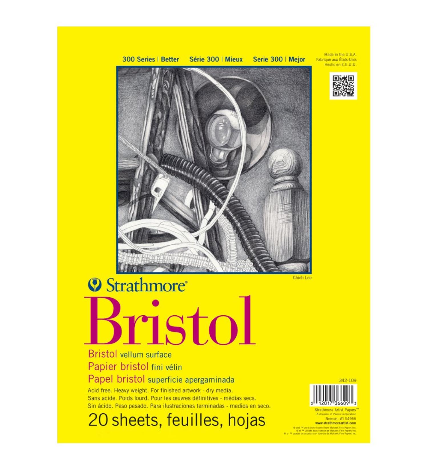 Strathmore Bristol Vellum Paper Pad 11inX14in-20 Sheets Fabric