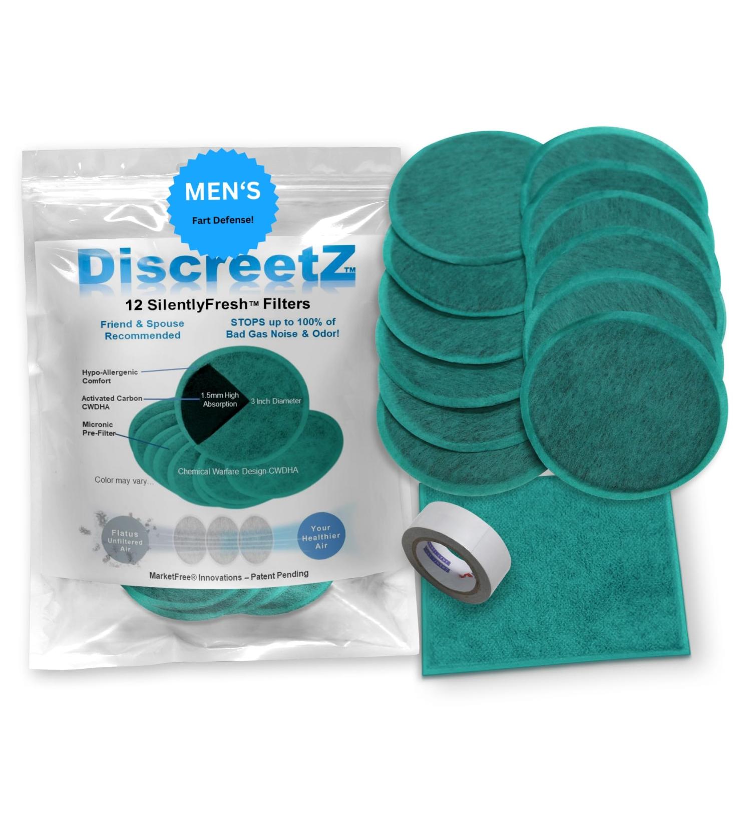 Men's Flatulence Pads - Odor & Noise Relief Up to 100% | Charcoal Underwear for Gas Deodorization & Silencing | Anti-Gag Gift for Adults | SB-12 SilentlyFresh Filters - Buy Online on GoSupps.com