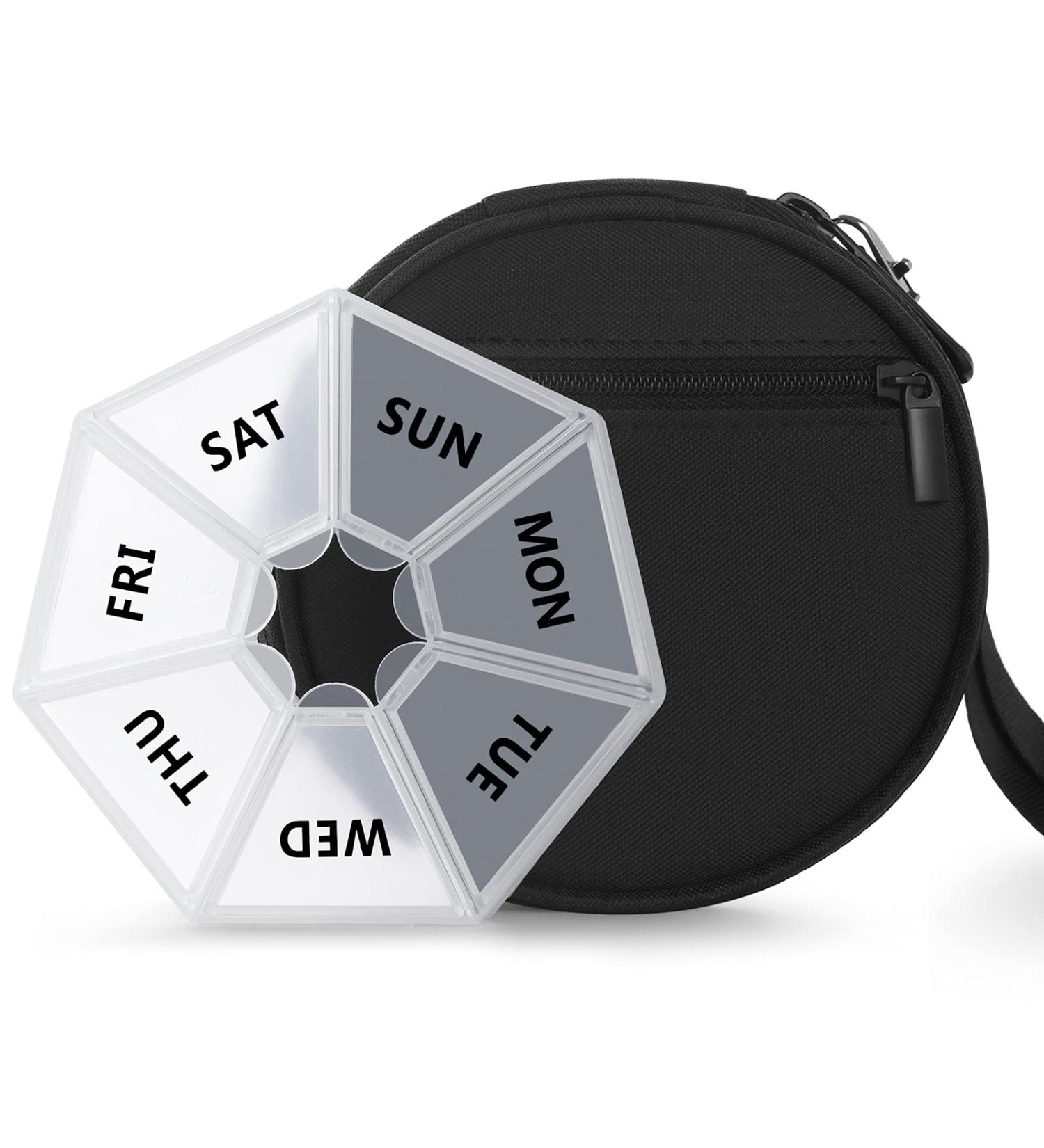 Large Weekly Pill Organizer with Zippered Bag - 7 Day Pill Box for Supplements & Vitamins - Portable Medicine Case for Travel - Buy Online on GoSupps.com