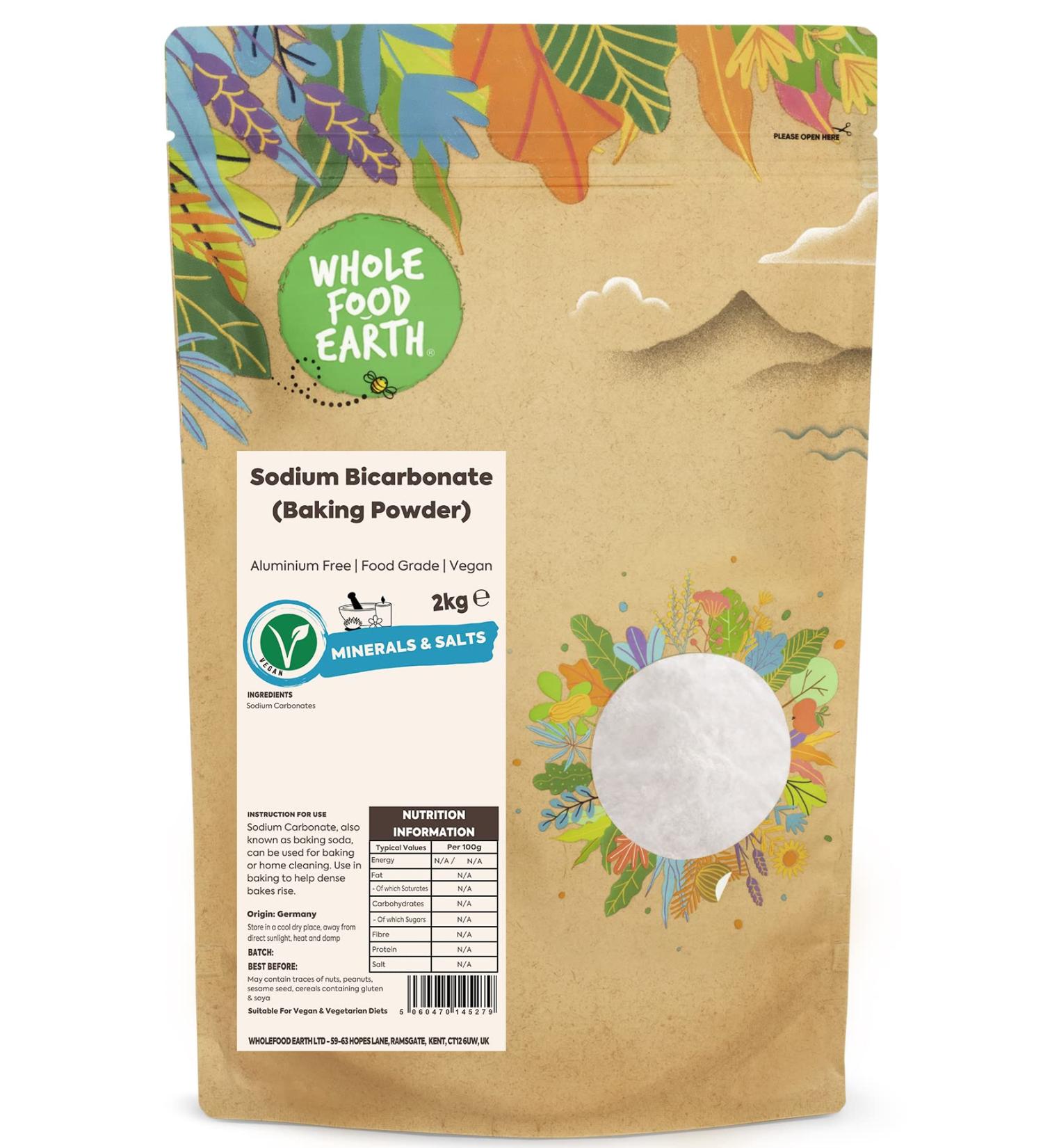 Wholefood Earth Sodium Bicarbonate Baking Soda 2kg - Natural and versatile baking essential - Buy Online on GoSupps.com