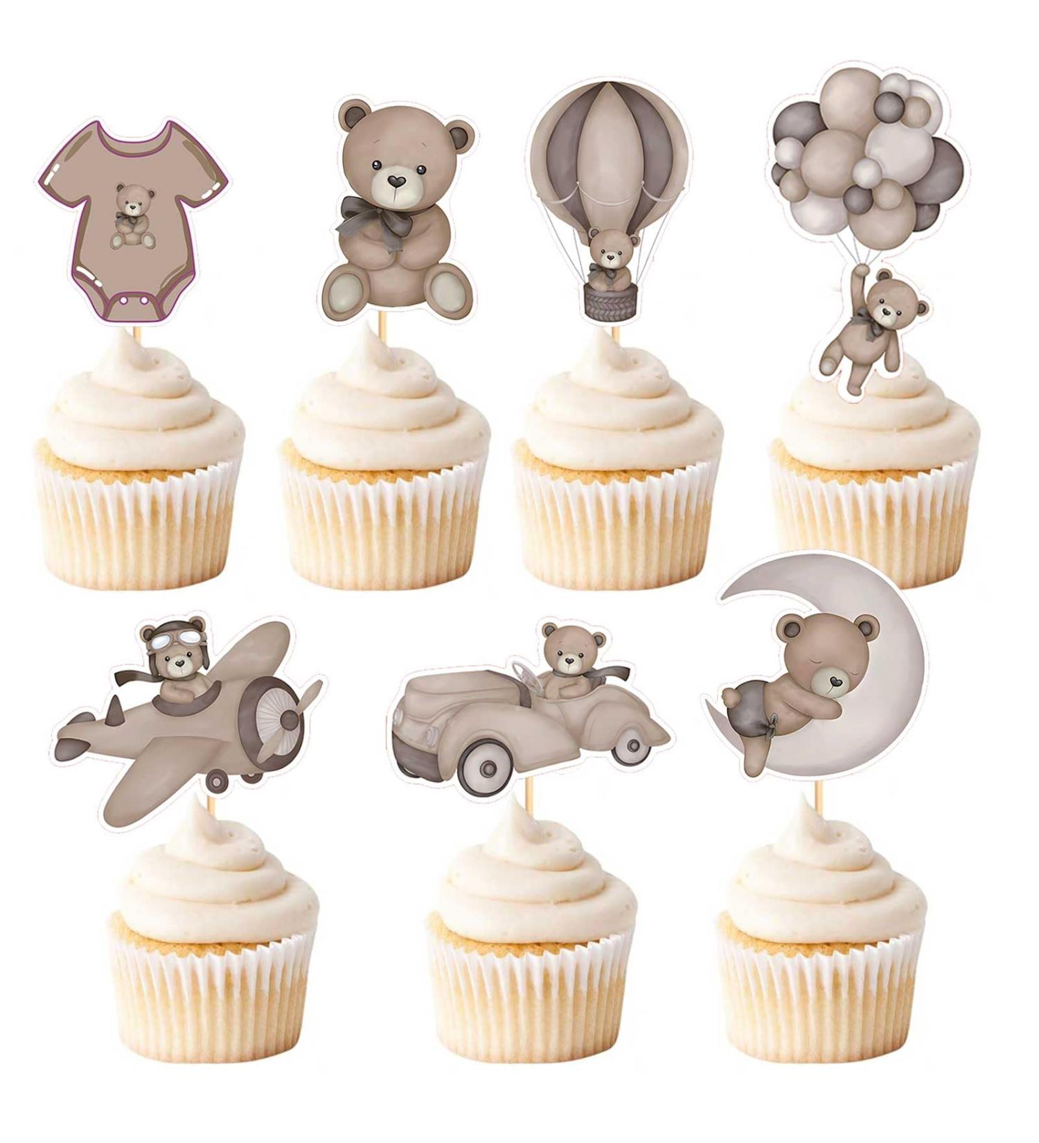 Zliisang 49PCS Blue We Can Bearly Wait Baby Shower Decorations Bear Cupcake Toppers (Brown) - Buy Online on GoSupps.com