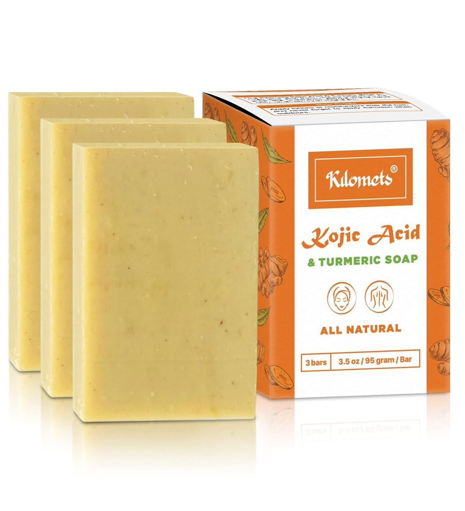 Kilomets Turmeric Soap Bar - Natural Skin Care for All Types | Smooth Skin for Men & Women (Pack of 3 - Buy Online on GoSupps.com