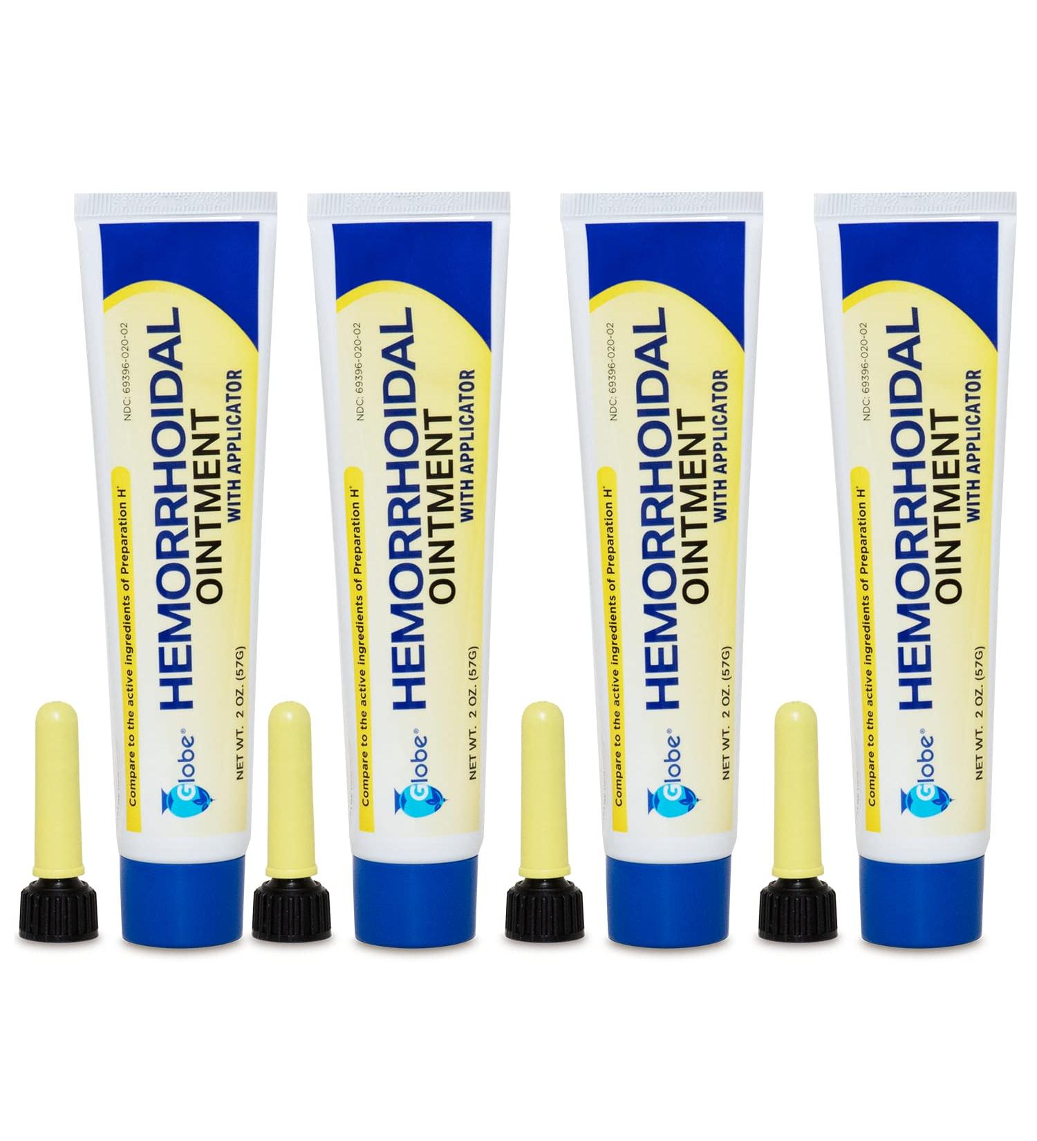 Globe Hemorrhoidal Ointment (4 Pack) - 2 oz | Phenylephrine HCl, Petrolatum, Mineral Oil | Relief from Hemorrhoids - Buy Online on GoSupps.com