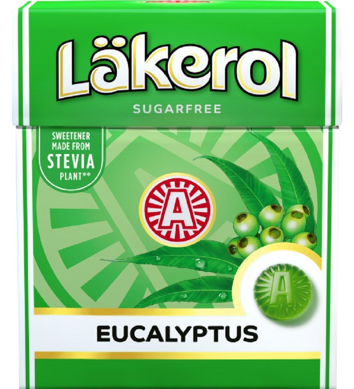 4 Boxes x 25g of L kerol Eucalyptus - Original - Swedish - Sugar Free - Stevia - Pastilles - Lozenges - Drops - Dragees - Candies - Sweets