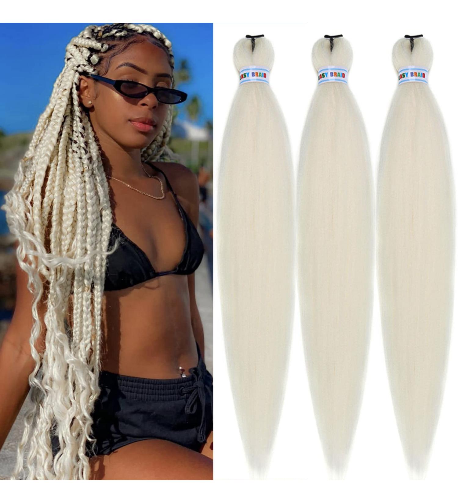 26 Pre Stretched Creamy White Kanekalon Braids Hair Extension - Pack of 3 - Buy Online on GoSupps.com