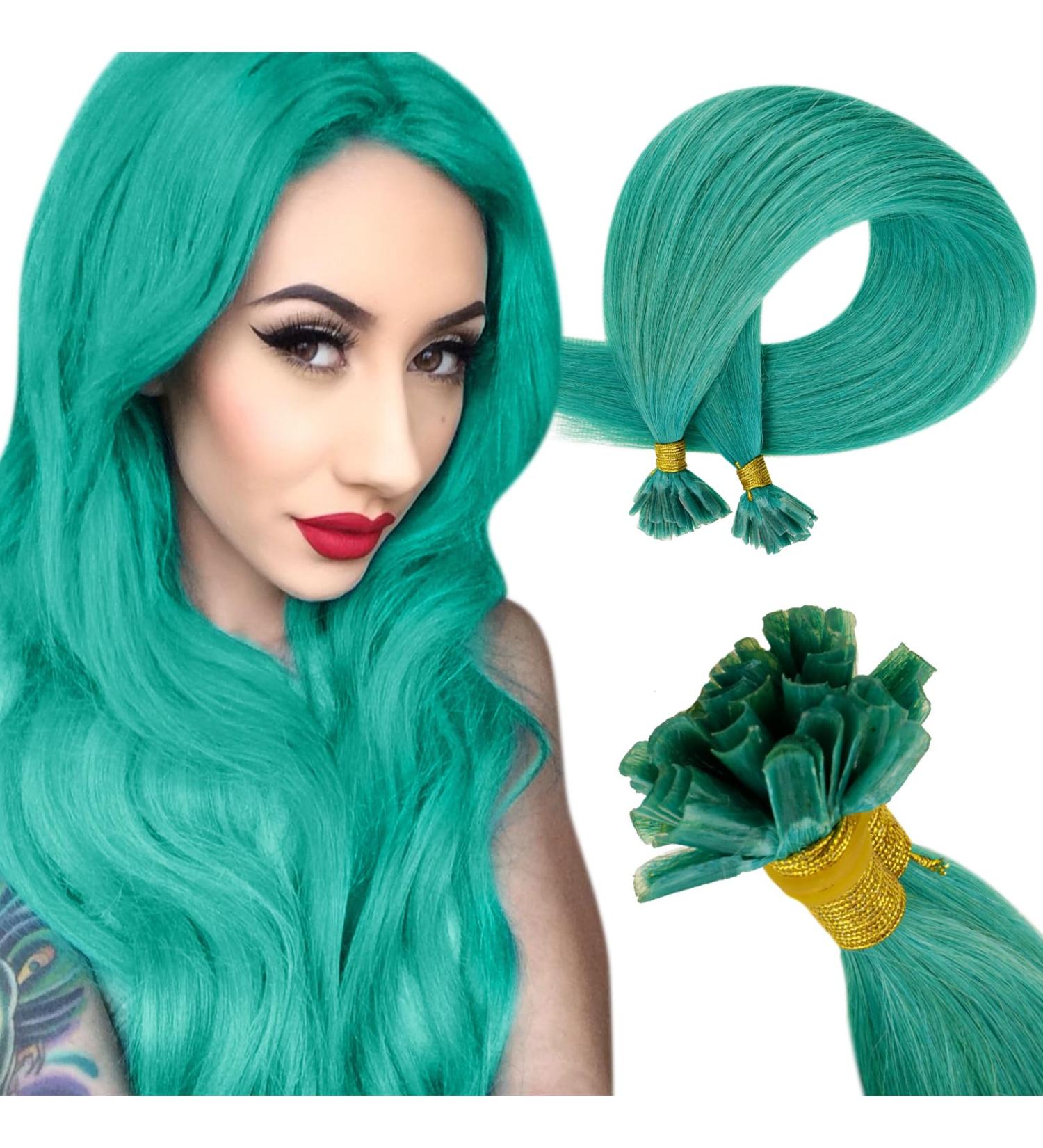 Runature U Tip Extensions Real Hair - 14 Blue Green Fusion Bondings | 20g 25 Strands U Tip Hair Extensions #Teal - Buy Online on GoSupps.com