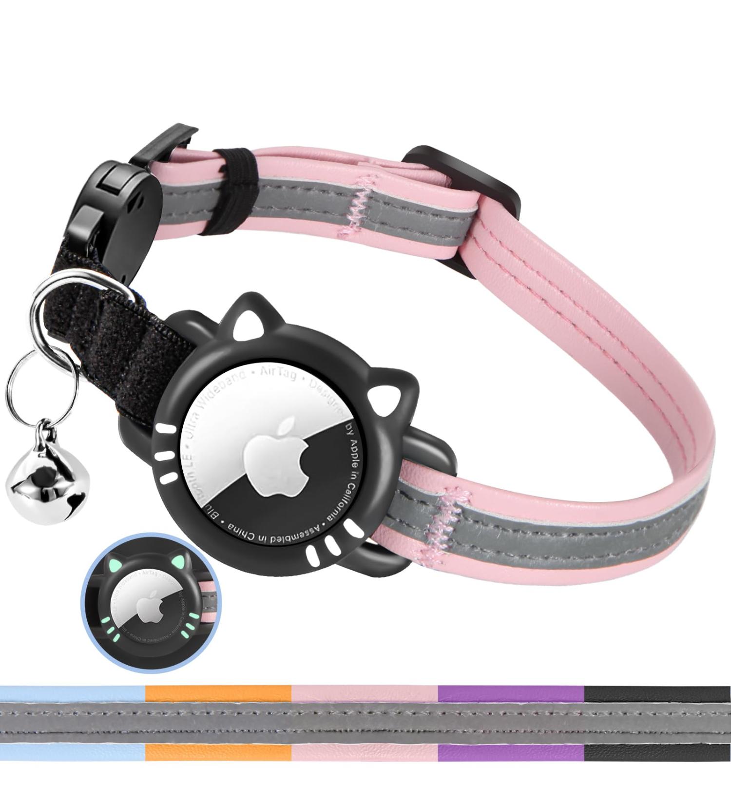 Ytanest Luminous AirTag Cat Collar | Reflective & Breakaway with Apple AirTag Holder | GPS Tracker & Safety Elastic Band | Pink XS (7-9 Inch) - Buy Online on GoSupps.com