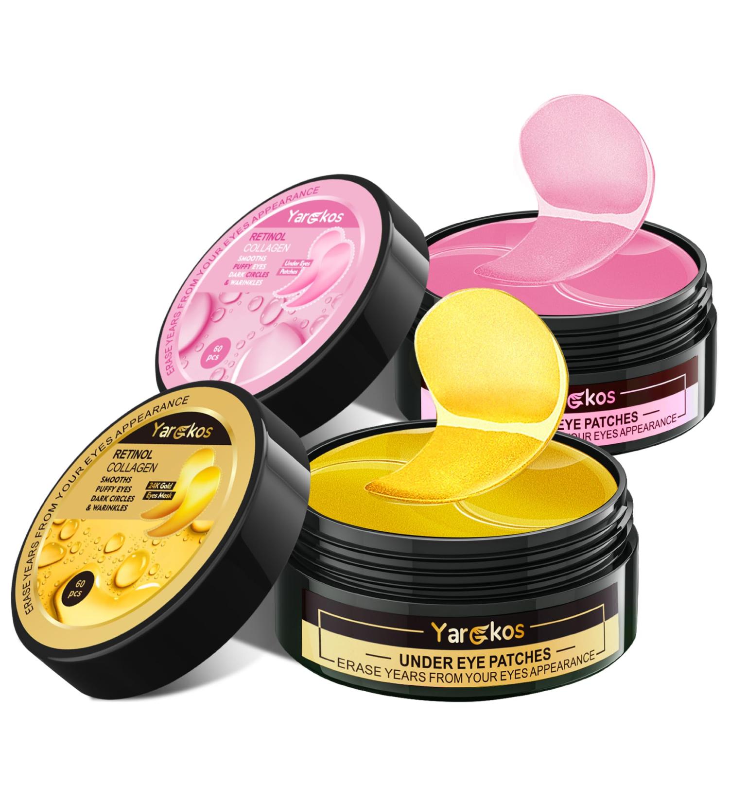 Mifeloy 2Pcs 60Pcs Moisturizing Eye Pads 24K Gold + Pink 30 Pairs Collagen Hydrogel AntiAging Eye Pads Hyaluronic Acid Eye Mask Remove Dark Circles Collagen - Buy Online on GoSupps.com