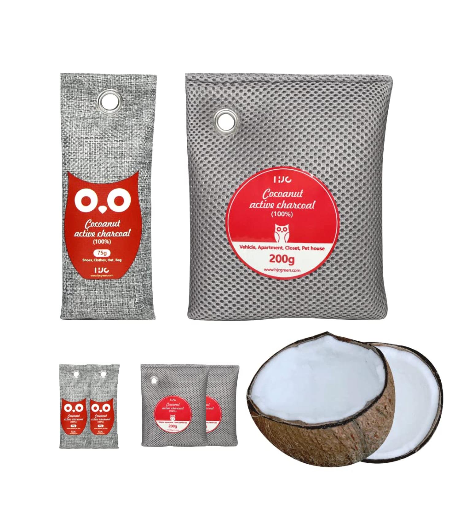 Sandmonk Coconut Activated Charcoal Bags 4 Pack - Natural Odor Absorber & Air Purifier for Home, Car, Shoes, Bathroom, Kitchen, Pets - Smoke Eliminator - Eco-Friendly Solution - Buy Online on GoSupps.com