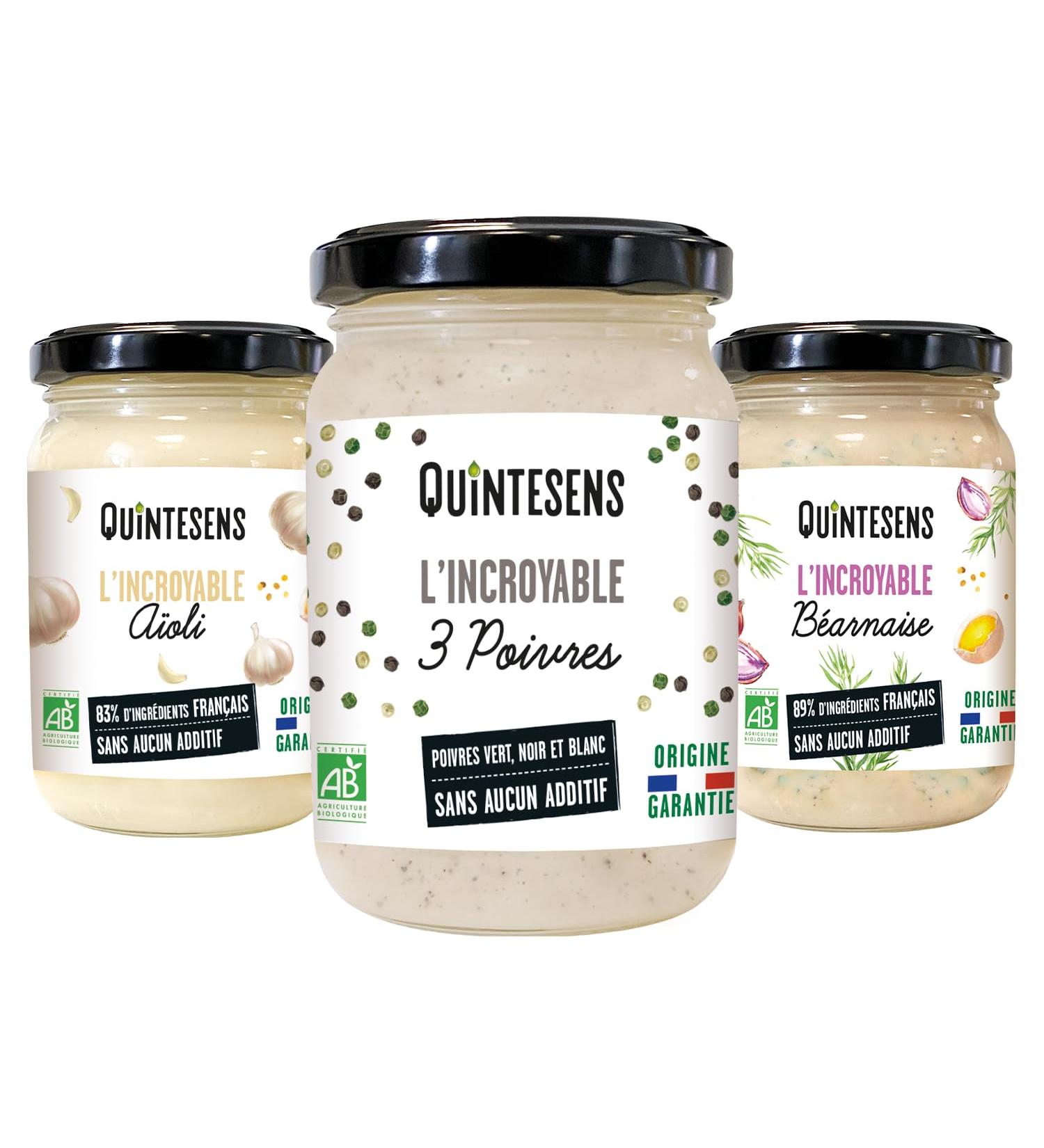 Set of 3 Gourmet Sauces - 1 Aioli Sauce 1 B arnaise Sauce & 1 Sauce 3 Peppers - Gourmet & Healthy Flavors - Organic & French - Buy Online on GoSupps.com