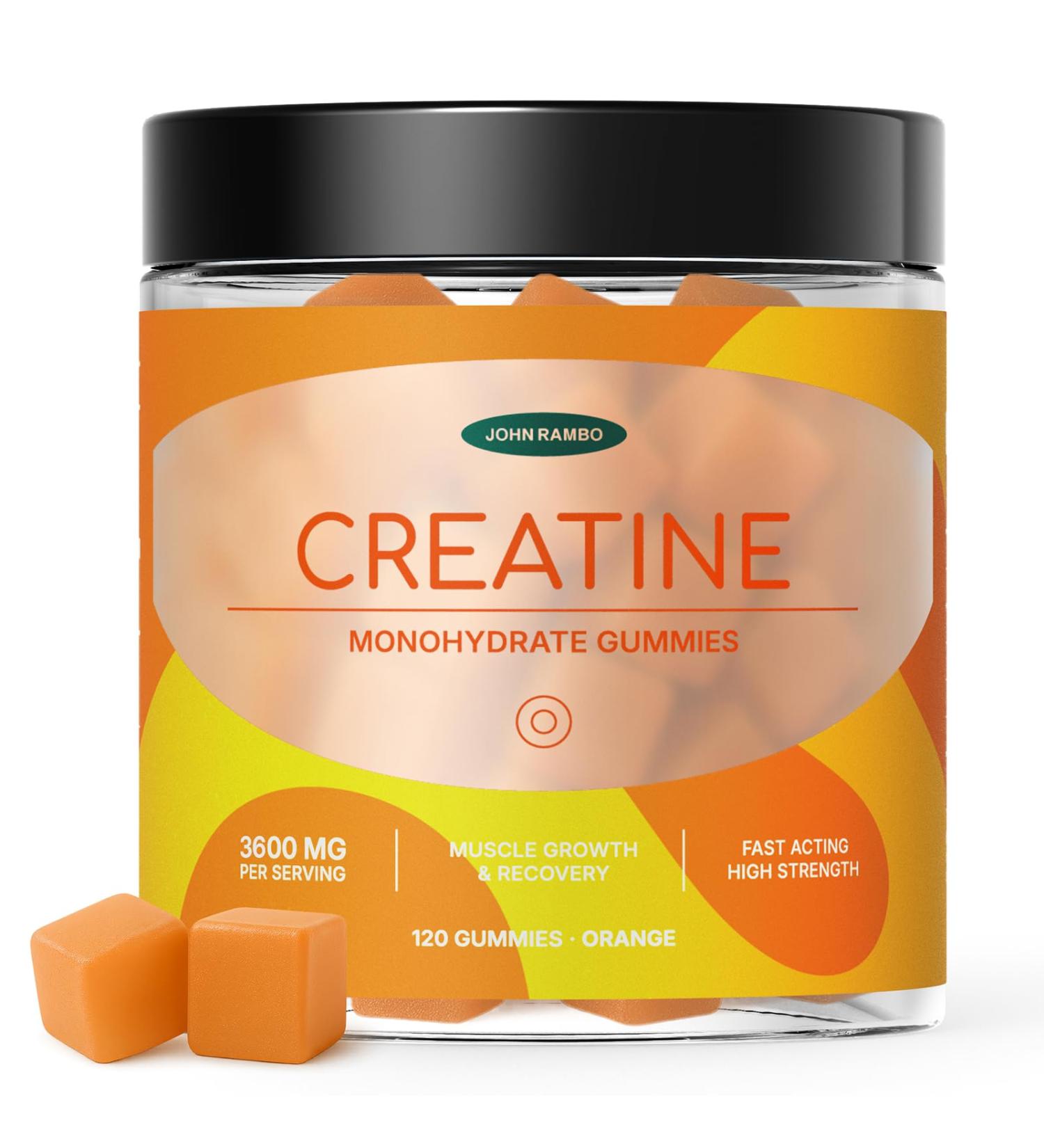Creatine Monohydrate Gummies 3600mg Real Creatine Per Serving Transparent Label Refreshing Orange Flavor Lab-Tested Muscle & Strength Supplement Orange 1 Count (Pack of 120) - Buy Online on GoSupps.com