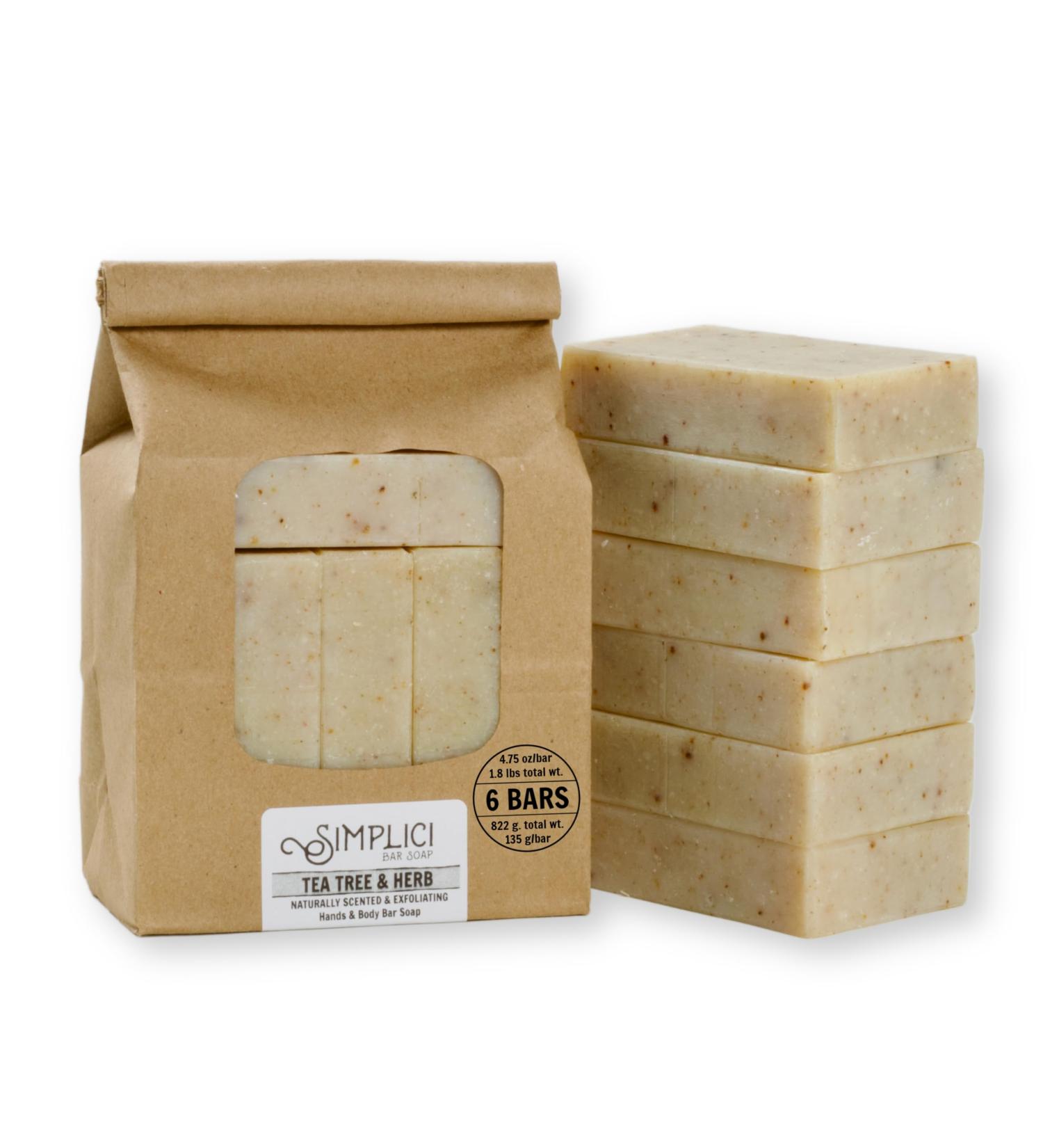 Buy Tea Tree & Herb Natural Soap - Exfoliating Essential Oils 6 Bar Value Bag | Palm Free International Shipping - Buy Online on GoSupps.com