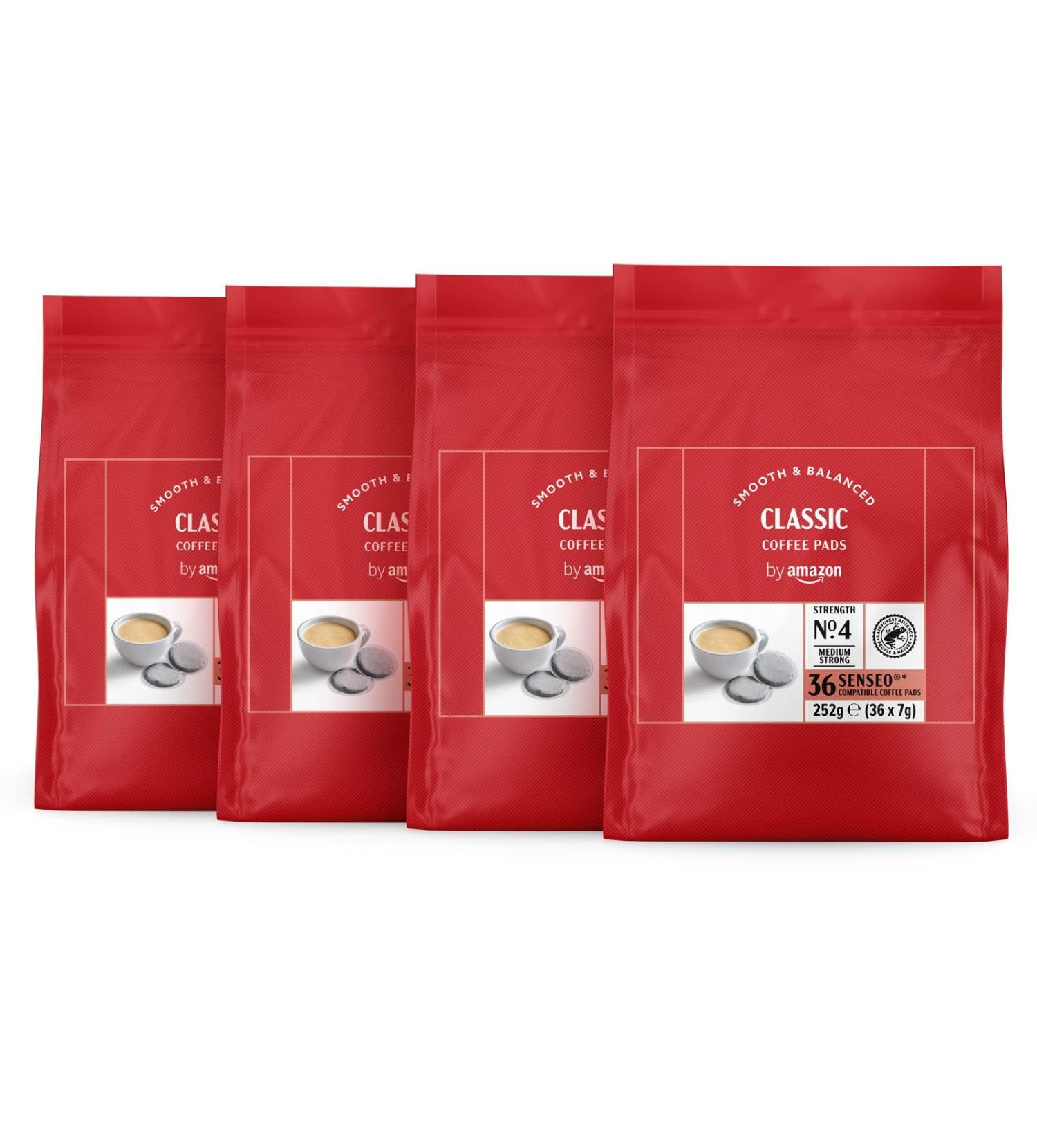 by Amazon Senseo Compatible Classic Coffee Pods Medium High Roast ground 144 Count 4 Pack of 36 - Rainforest Alliance Cer - Buy Online on GoSupps.com