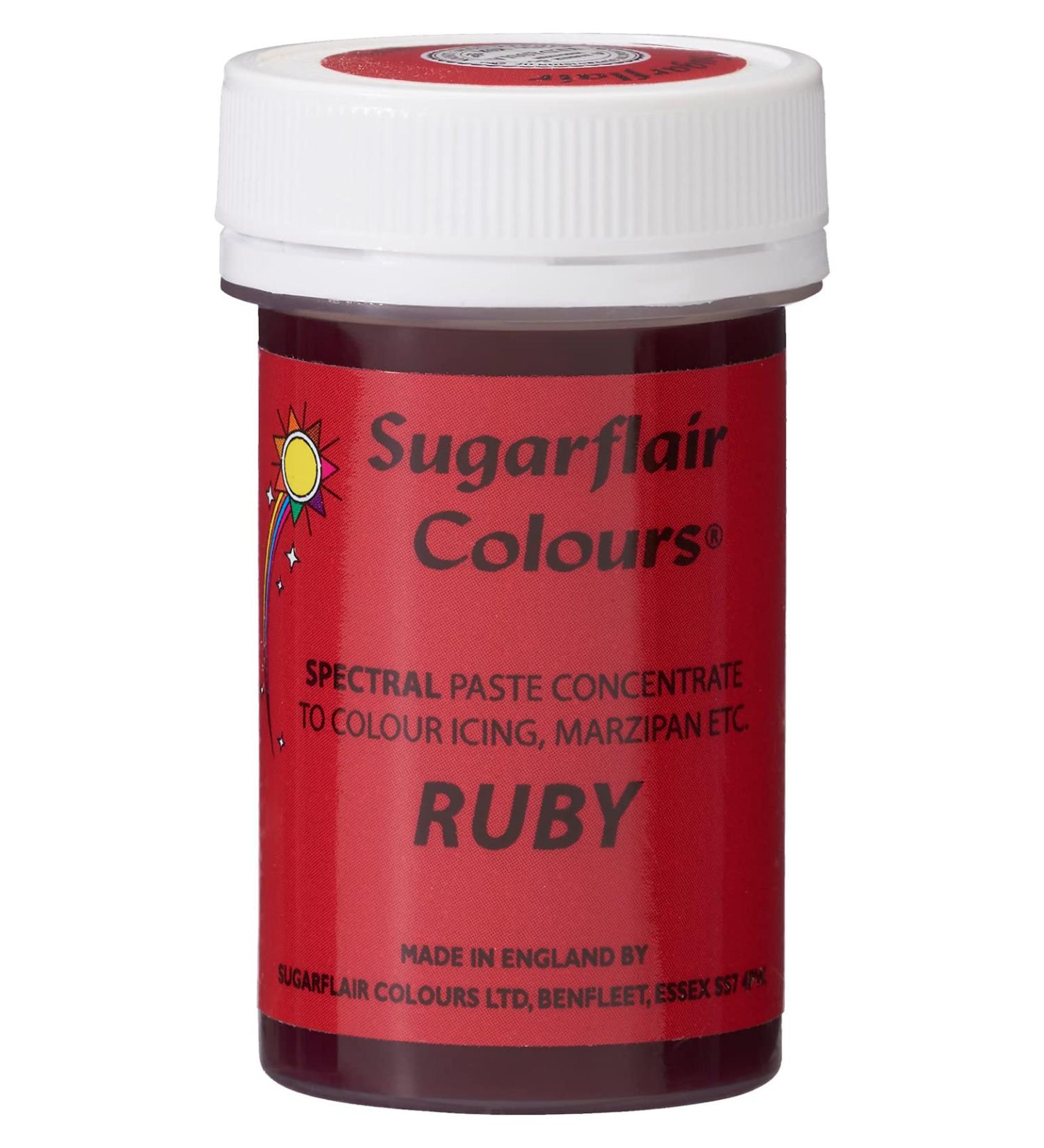 Sugarflair Ruby Spectral Food Colouring Paste Highly Concentrated for Use with Sugar Pastes Buttercream Royal Icing or Cake Mix Vibrant Colour Dye - 25g
