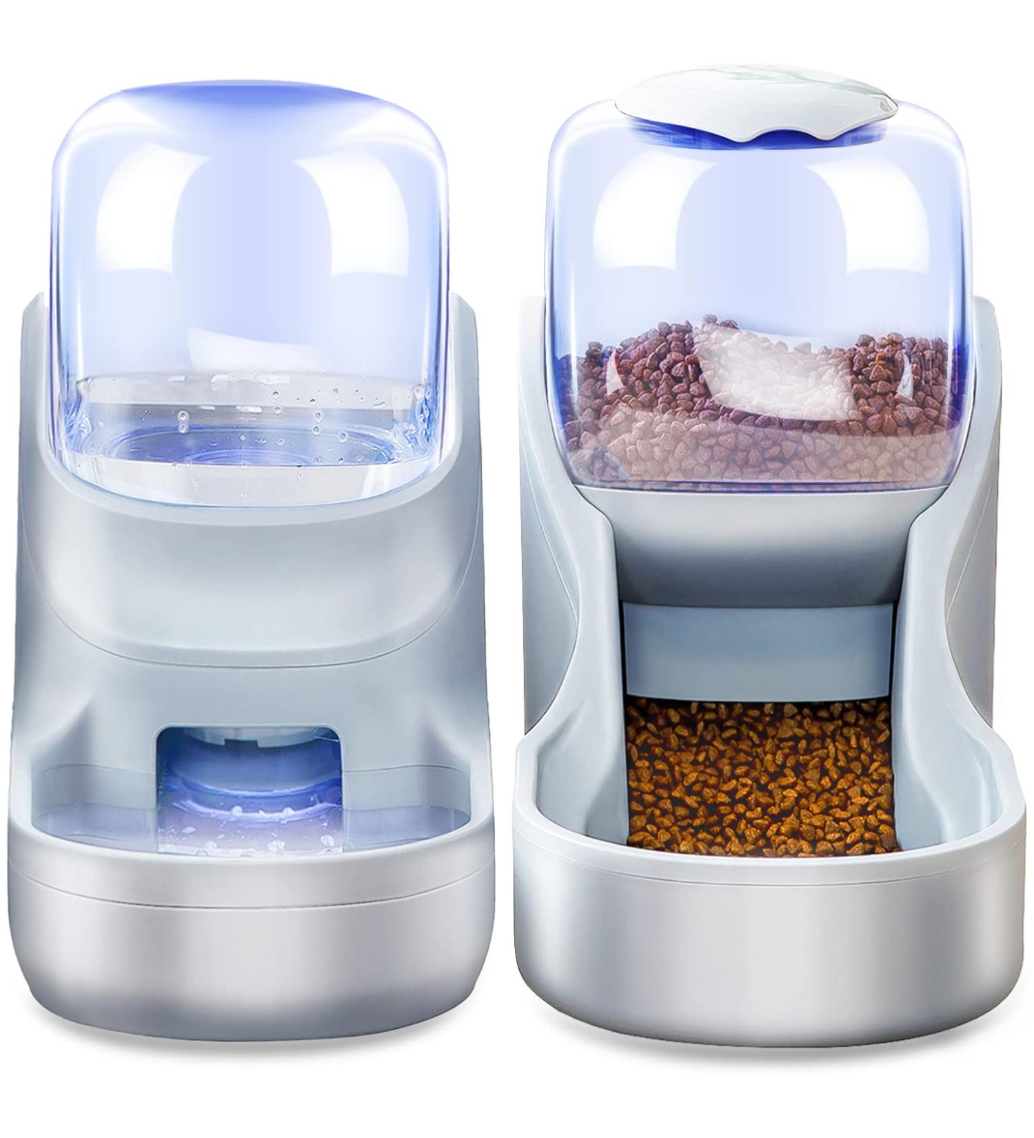 Automatic Cat and Dog Feeders Set - Gravity Pet Feeder and Waterer, Big Capacity for Small to Large Pets - Gray - Buy Online on GoSupps.com