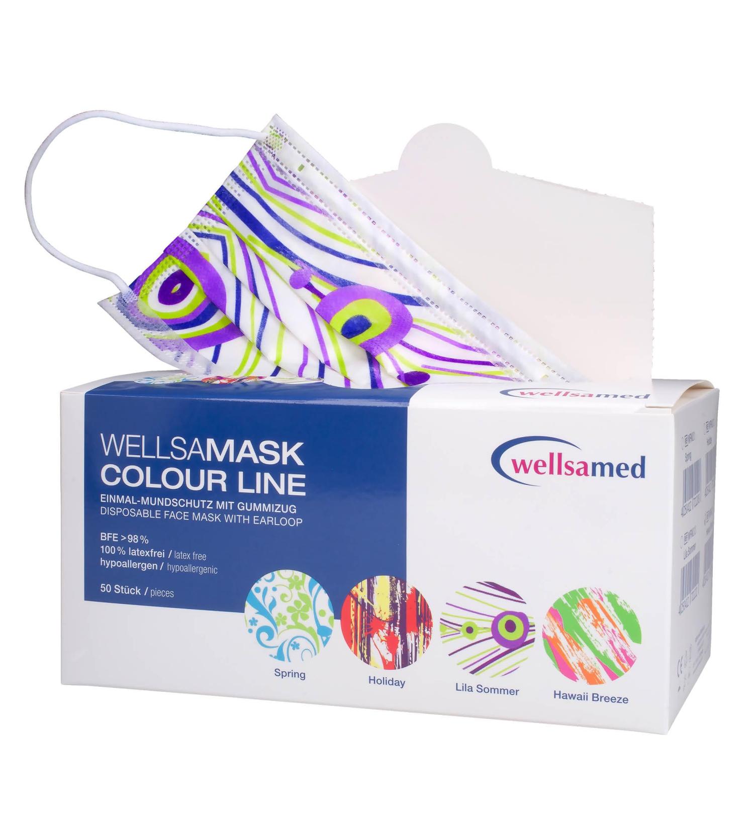 Wellsamed Wellsamask Colour Line - 50 Purple Summer Face Masks with Elastic Bands | International Shipping - Buy Online on GoSupps.com