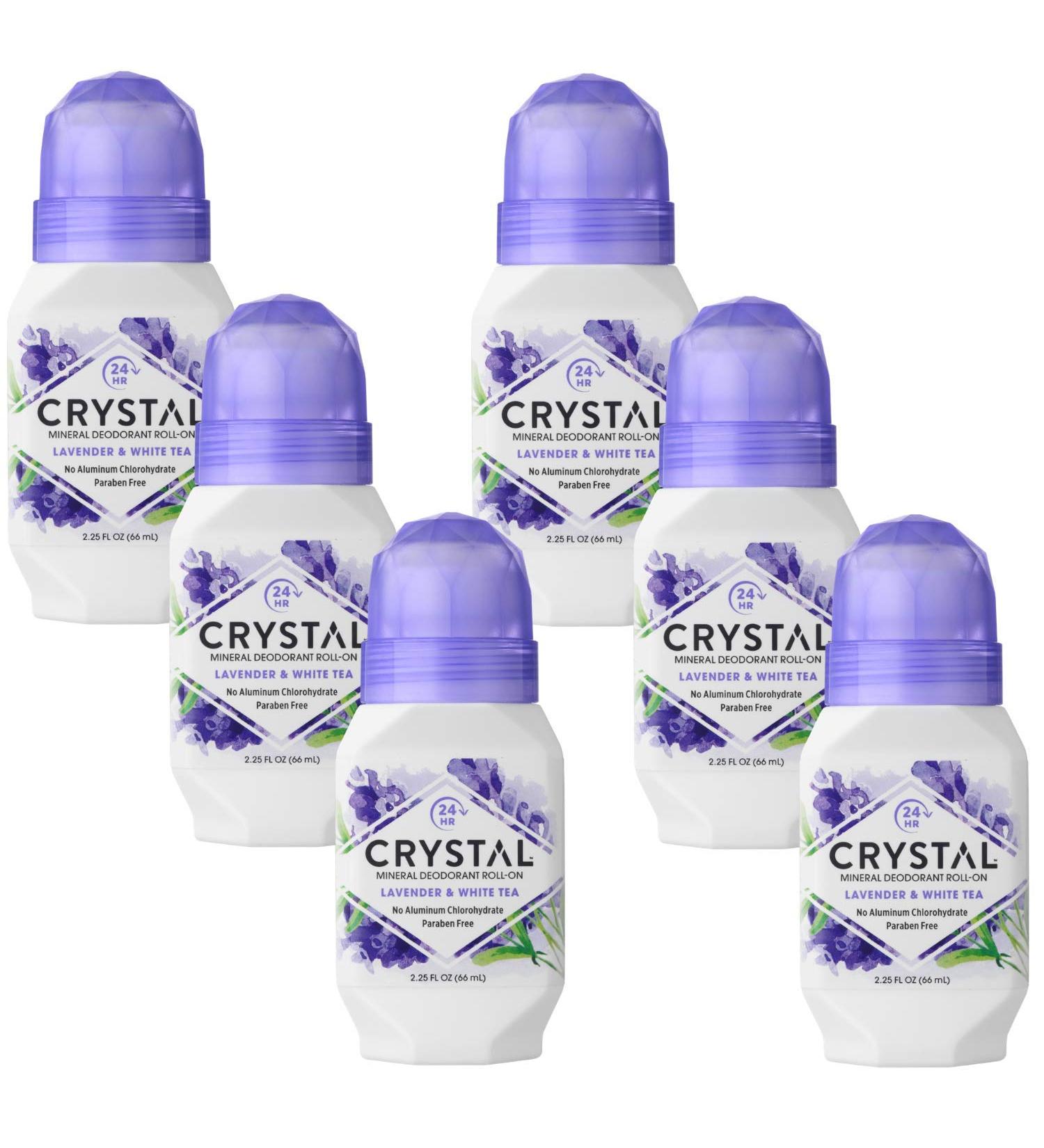 Crystal Mineral Deodorant Roll-On Lavender & White Tea 2.25 oz (Pack of 6)