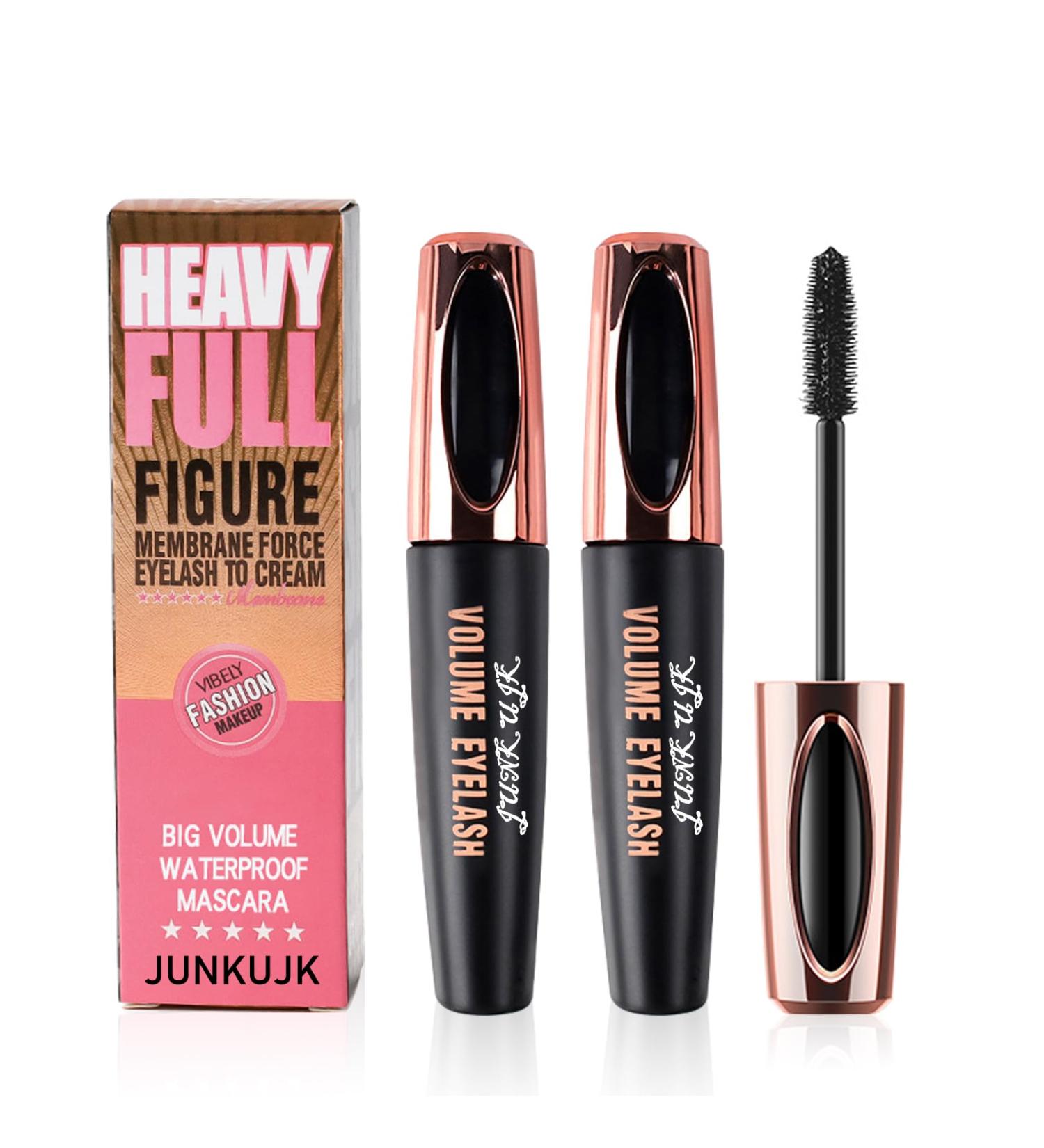 2 Pack 4D Silk Fiber Lash Mascara Lengthening and Thick Long Lasting Waterproof Mascara Set for Women All Day Smudge-Proof Mascara Volume and Length Black - Buy Online on GoSupps.com