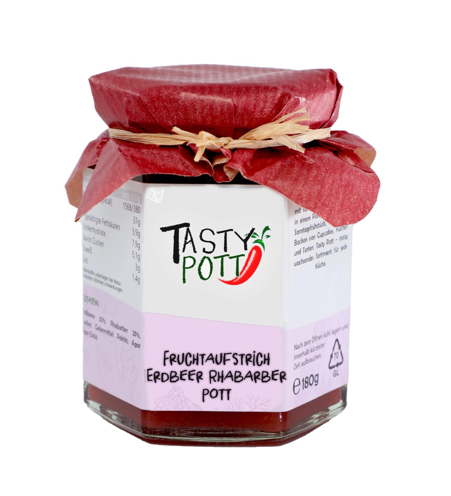 Tasty Pott Fruit Spreads Sweet Choice Various Spreads I Handmade I Strawberries I Blueberries I Cherries I Mango (Fraise RhubarPott) - Buy Online on GoSupps.com