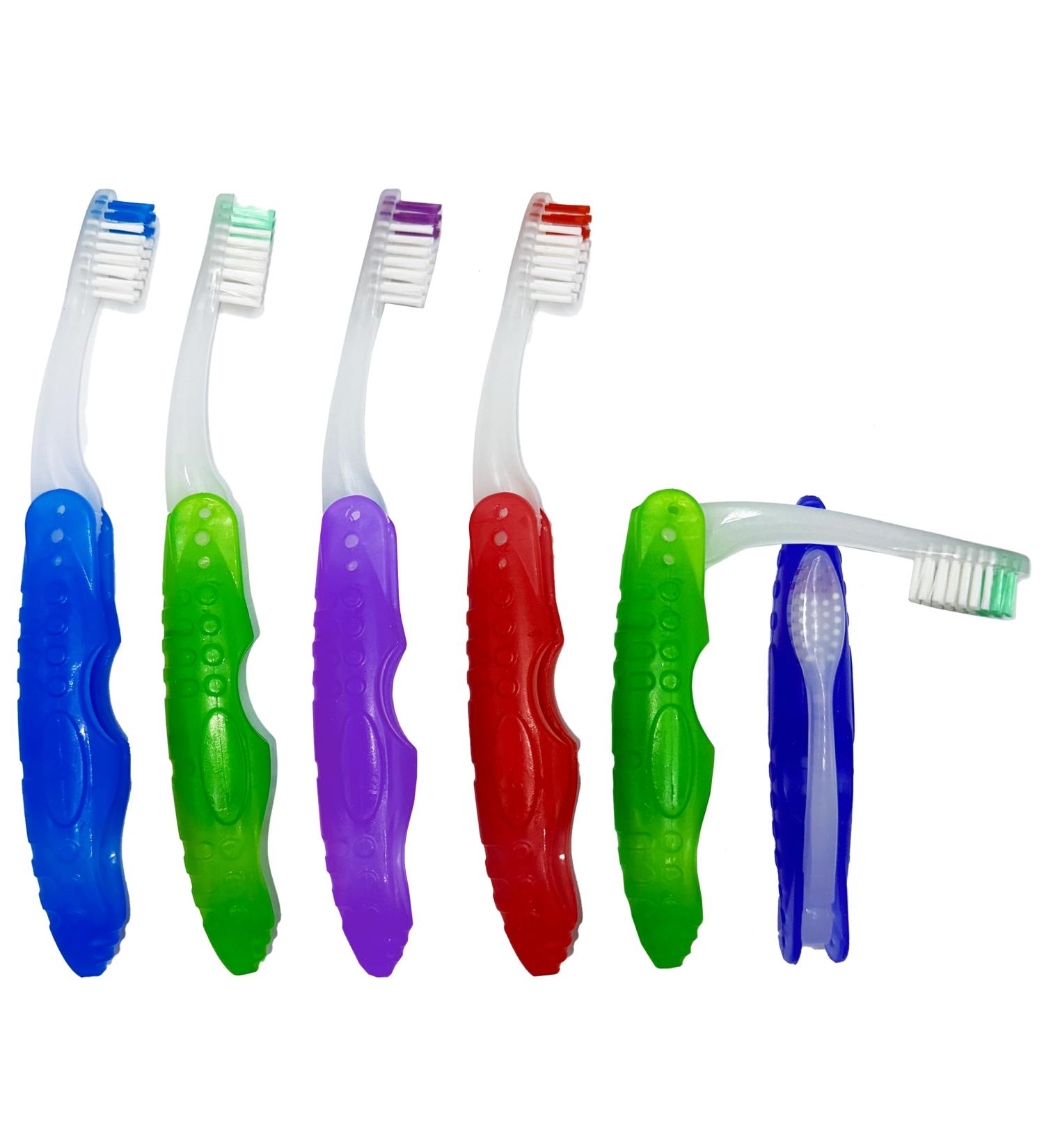 Travel Toothbrush Set of 6 - Compact Portable Folding Toothbrushes for Adults | Soft Bristles & Built-in Cover - Ideal for Camping Hiking & Travel - Buy Online on GoSupps.com