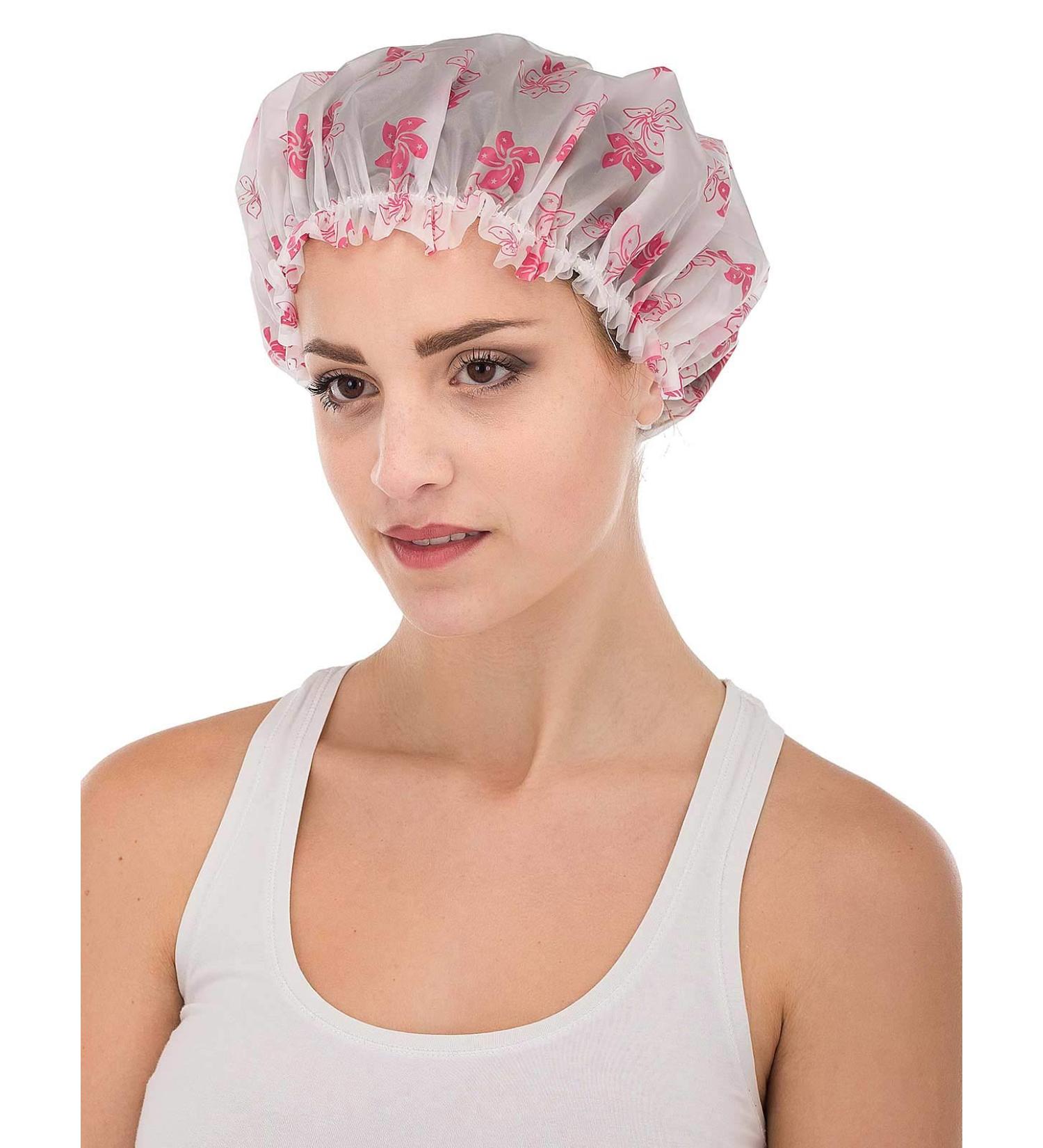 Shower hood white with pink flowers