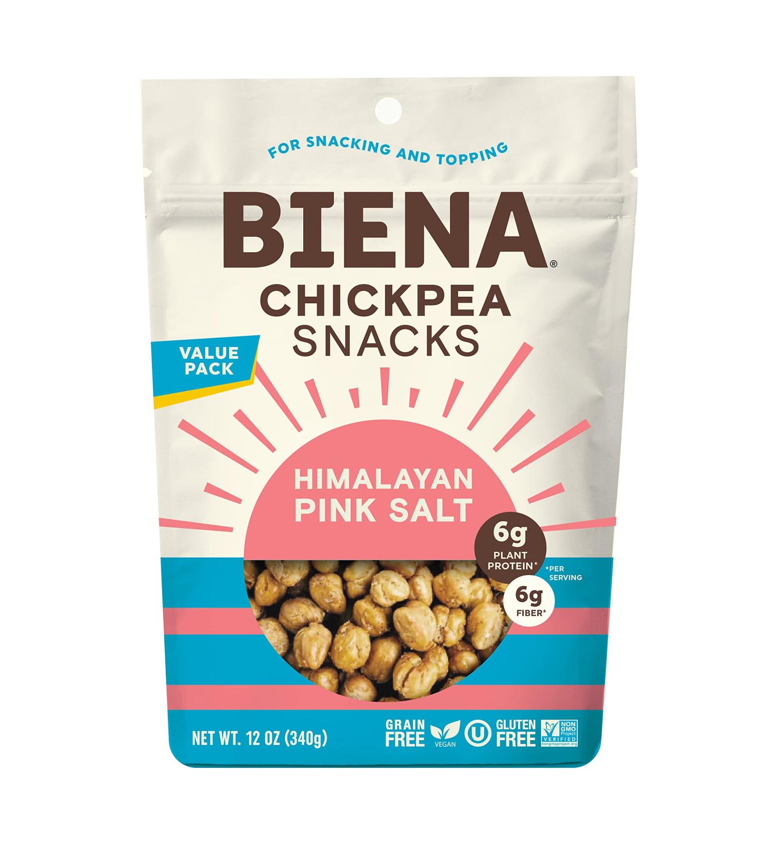 BIENA Chickpea Snacks Himalayan Pink Salt 12oz - Gluten Free, Vegan, Dairy Free & Plant-Based Protein - Buy Online on GoSupps.com