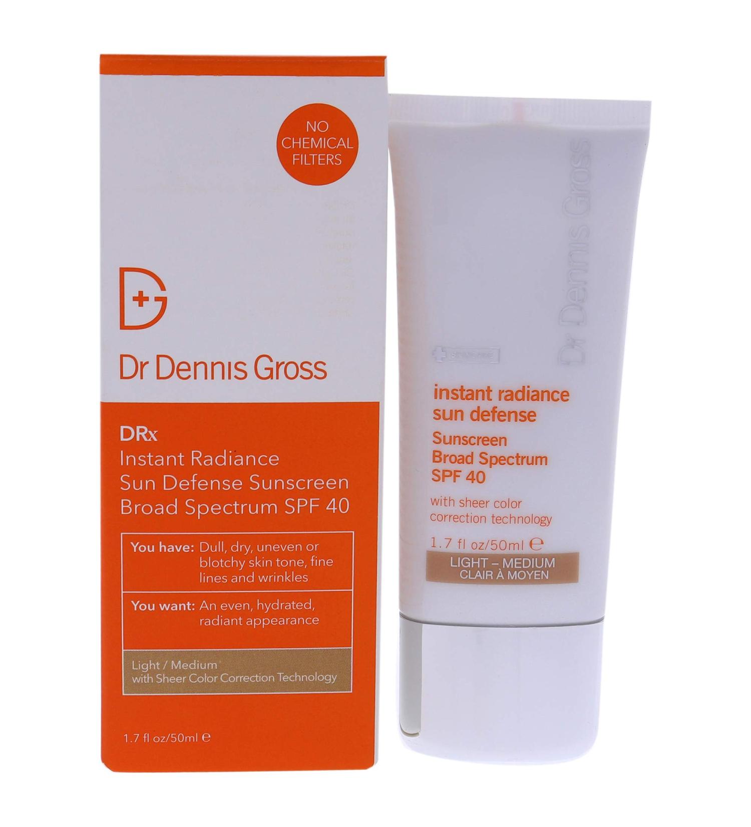 Dr Dennis Gross Instant Radiance Sun Defense SPF 40 - Light-Medium 1.7oz Unisex Cream - Buy Online on GoSupps.com