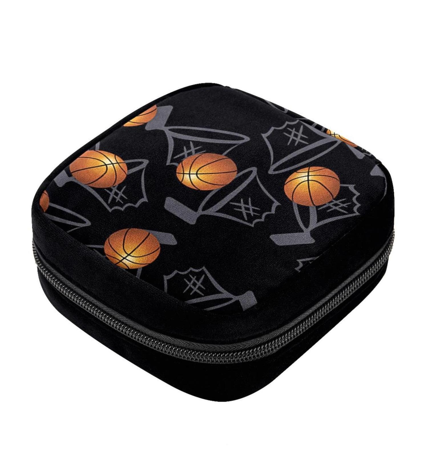 GIAPB Period Bag - Sanitary Napkin Storage and Makeup Pouch - Basketball Black Background - 1470 - Buy Online on GoSupps.com