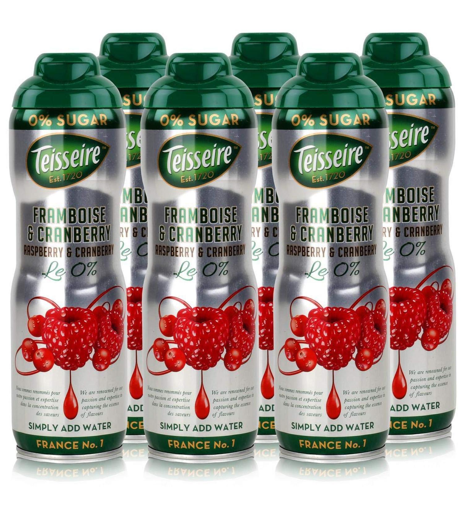  Teisseire Teisseire Raspberry and Cranberry Drink Syrup 0% - 600 ml - syrup as tasty as the fruit (pack of 6) - Buy Online on GoSupps.com
