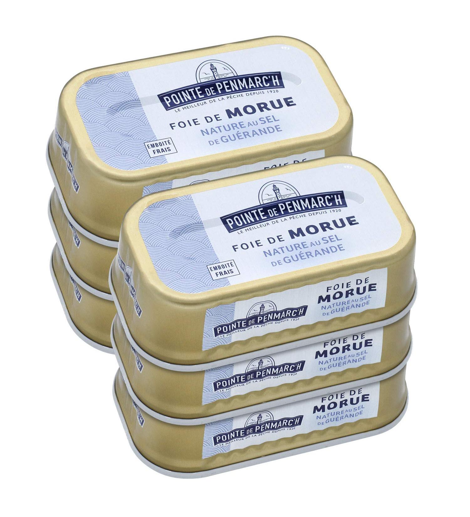 Cod liver with guerrande salt Pointe de Penmarc'h set of 6 boxes of 121g - Delivery in 2 to 3 working days from Brittany - Buy Online on GoSupps.com