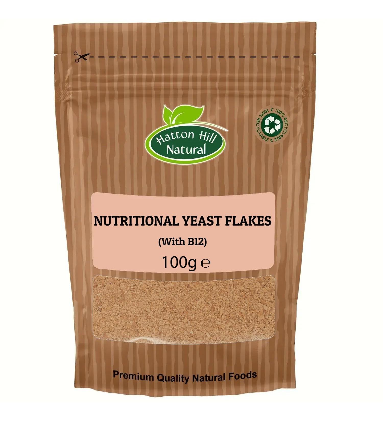 Nutritional Yeast Flakes with B12 100g Vegan Non-GMO by Hatton Hill
