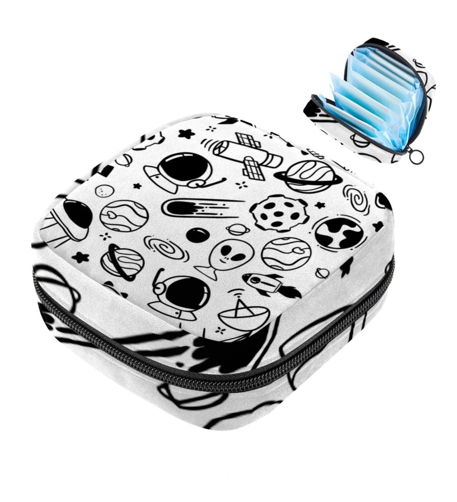 Multi-Colored Storage Bags for Women's Bandages & Menstrual Products - Portable Space Scribbles Design - Buy Online on GoSupps.com