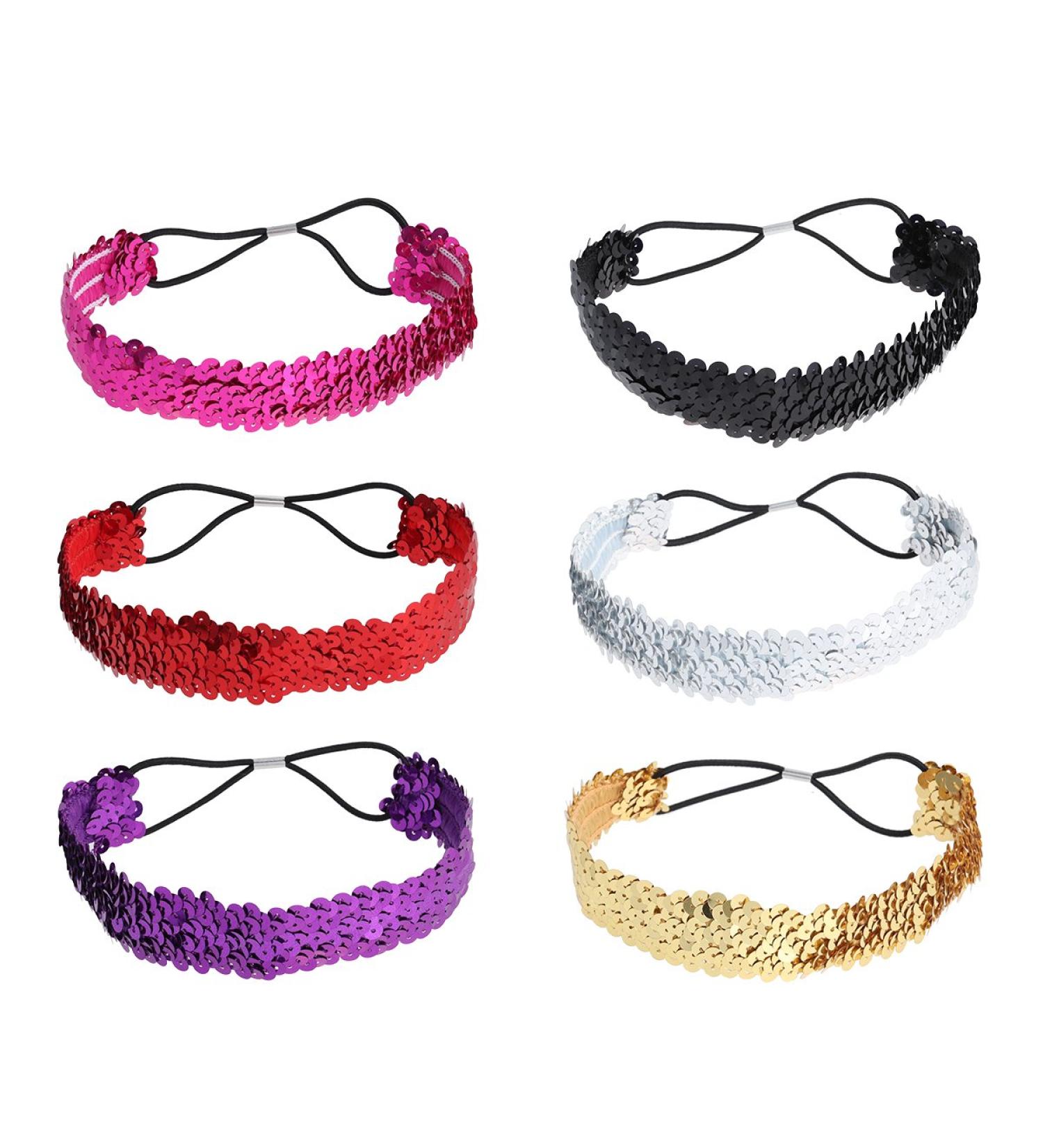 Lurrose 6pcs Glitter Hairbands | Sequin Headbands for Women & Girls | Elastic Hair Accessories | Random Colors | International Shipping - Buy Online on GoSupps.com