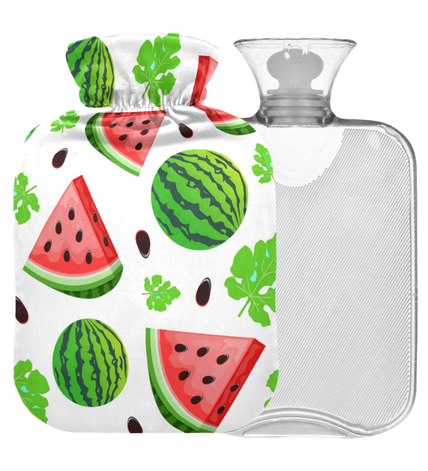 Naanle Watermelon Hot Water Bottle with Cover - 2L Large Transparent Bottle for Heat & Cold Therapy Pain Relief for Bed Hand & Foot - Buy Online on GoSupps.com
