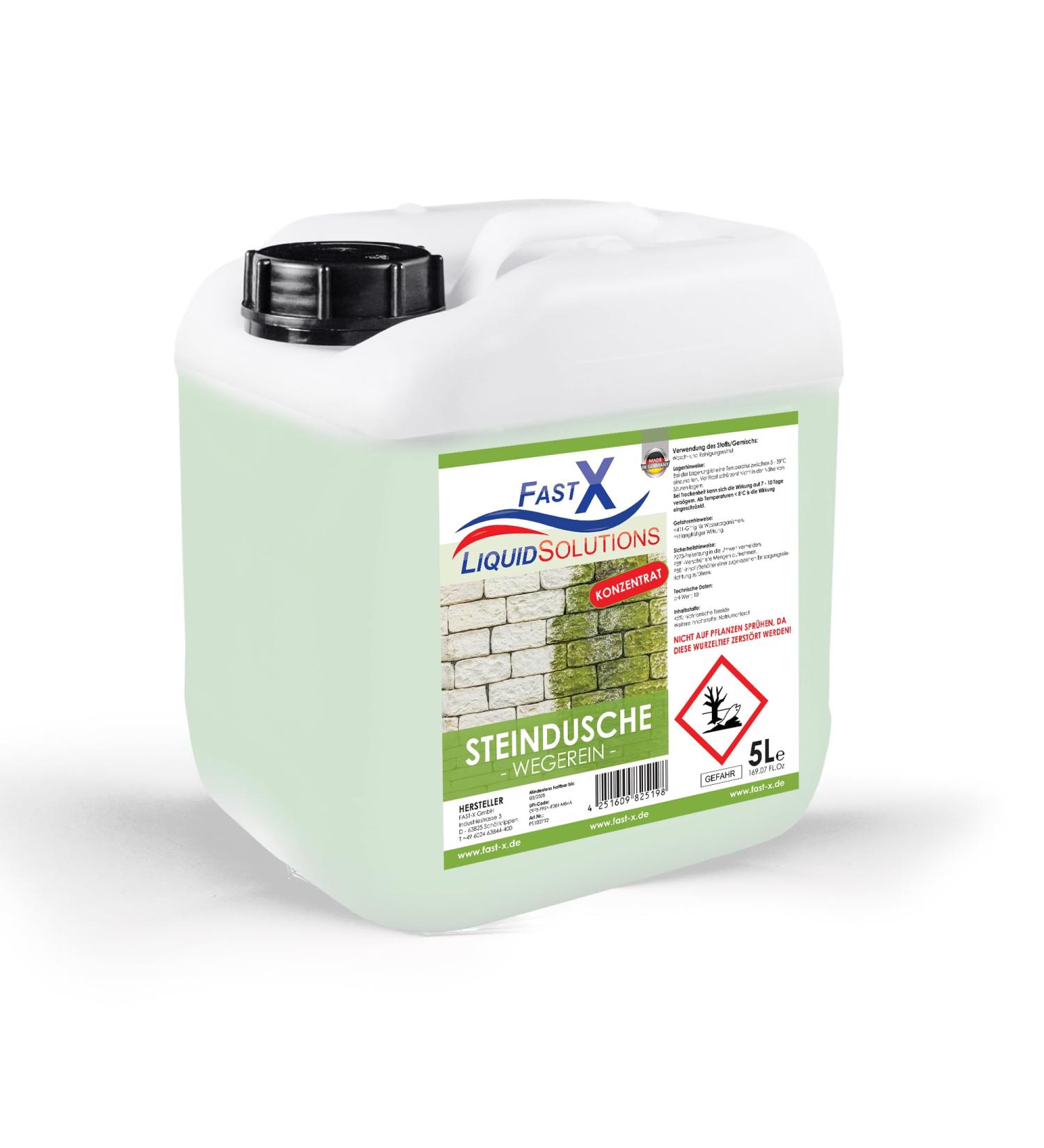 FAST X Stone Shower Cleaner Concentrate 5L Effective environmentally friendly outdoor cleaning for paving stones slabs and stones
