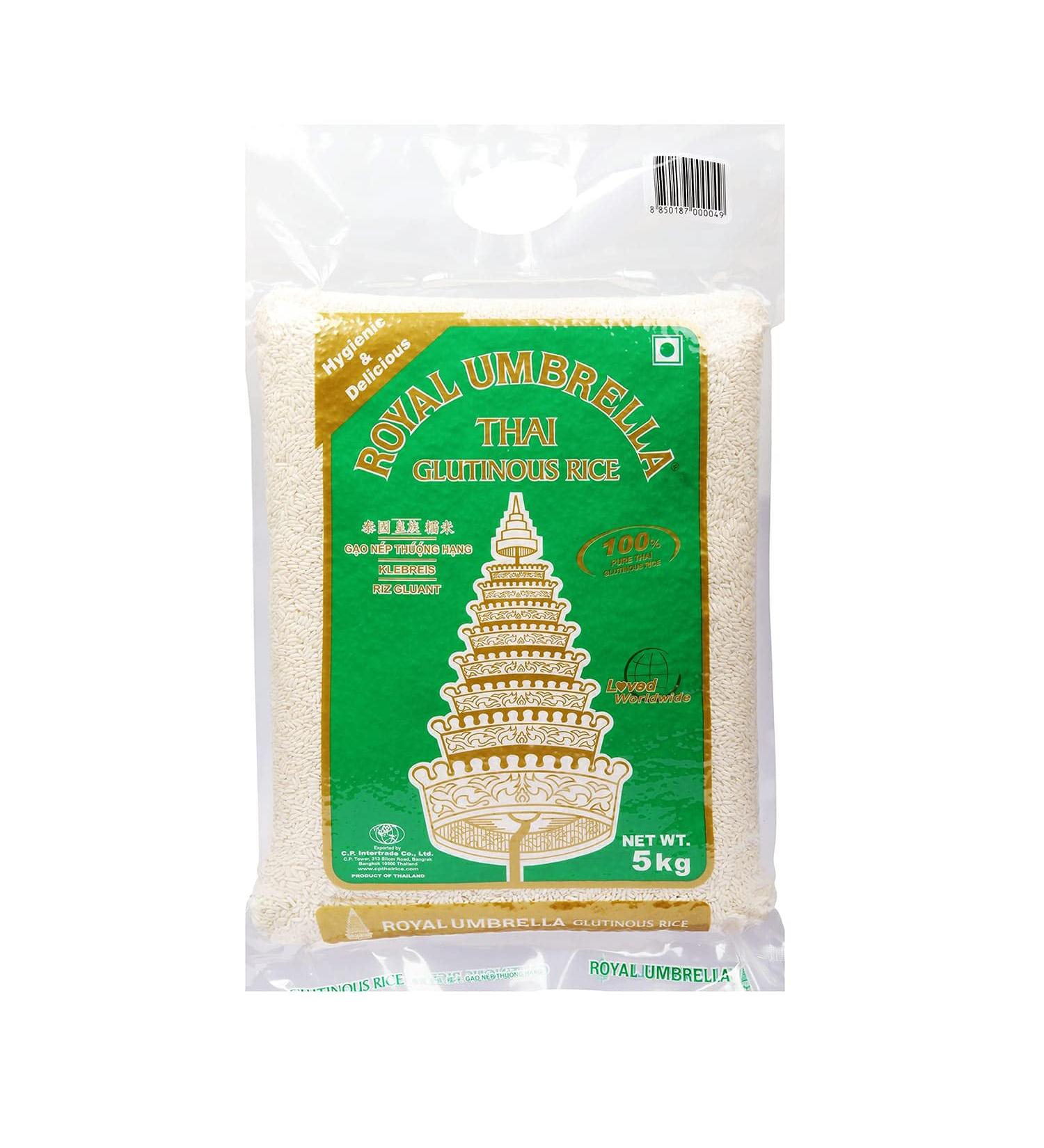 Thai Sticky Rice 5kg by Royal Umbrella 5 kg (Pack of 1)