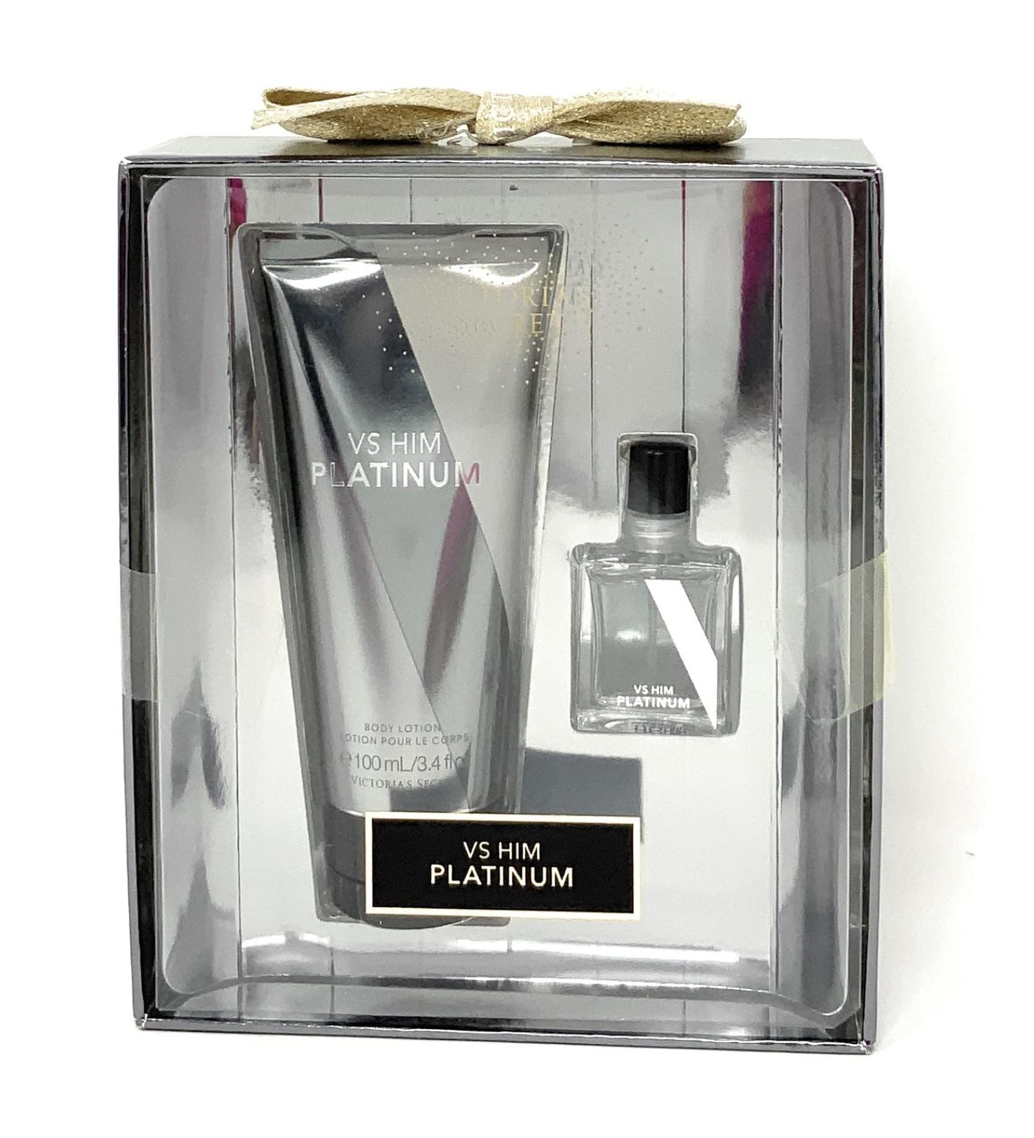 Victoria's Secret Eau de Parfum .25 oz. & Fragrance Lotion 3.4 oz Mini Perfume Gift Set Very Sexy Platinum for Him